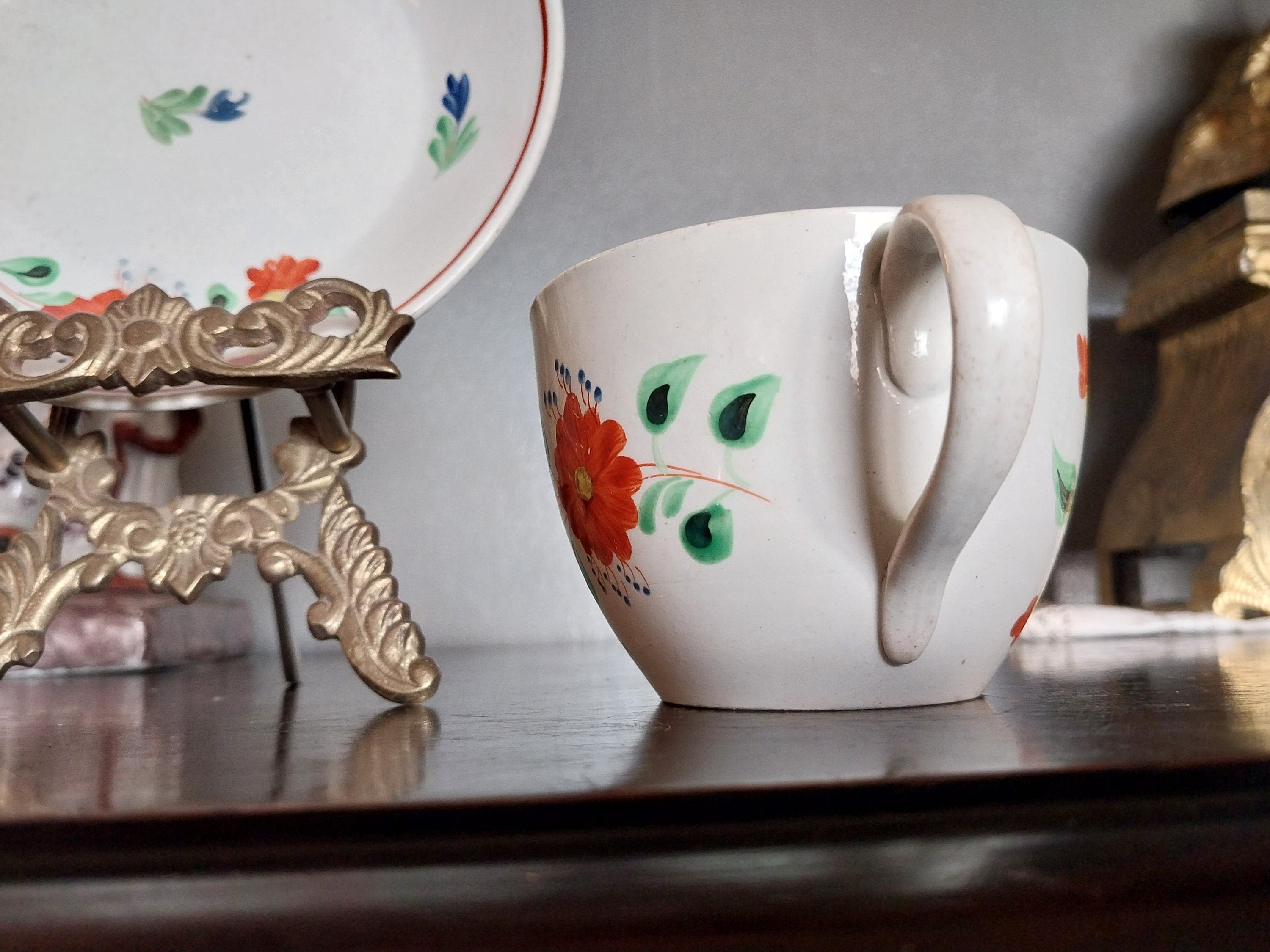 Early English Tea Cup and Saucer Creamware