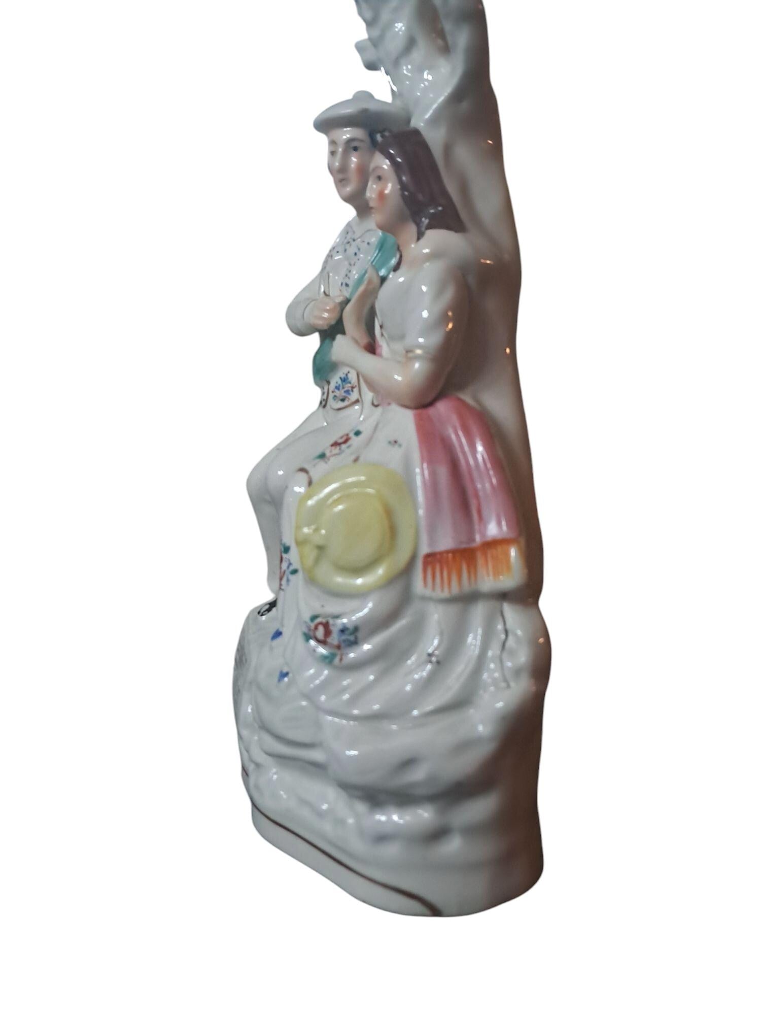 Antique Staffordshire Scottish Spill Vase  Robert Burns and Highland Mary with Poem
