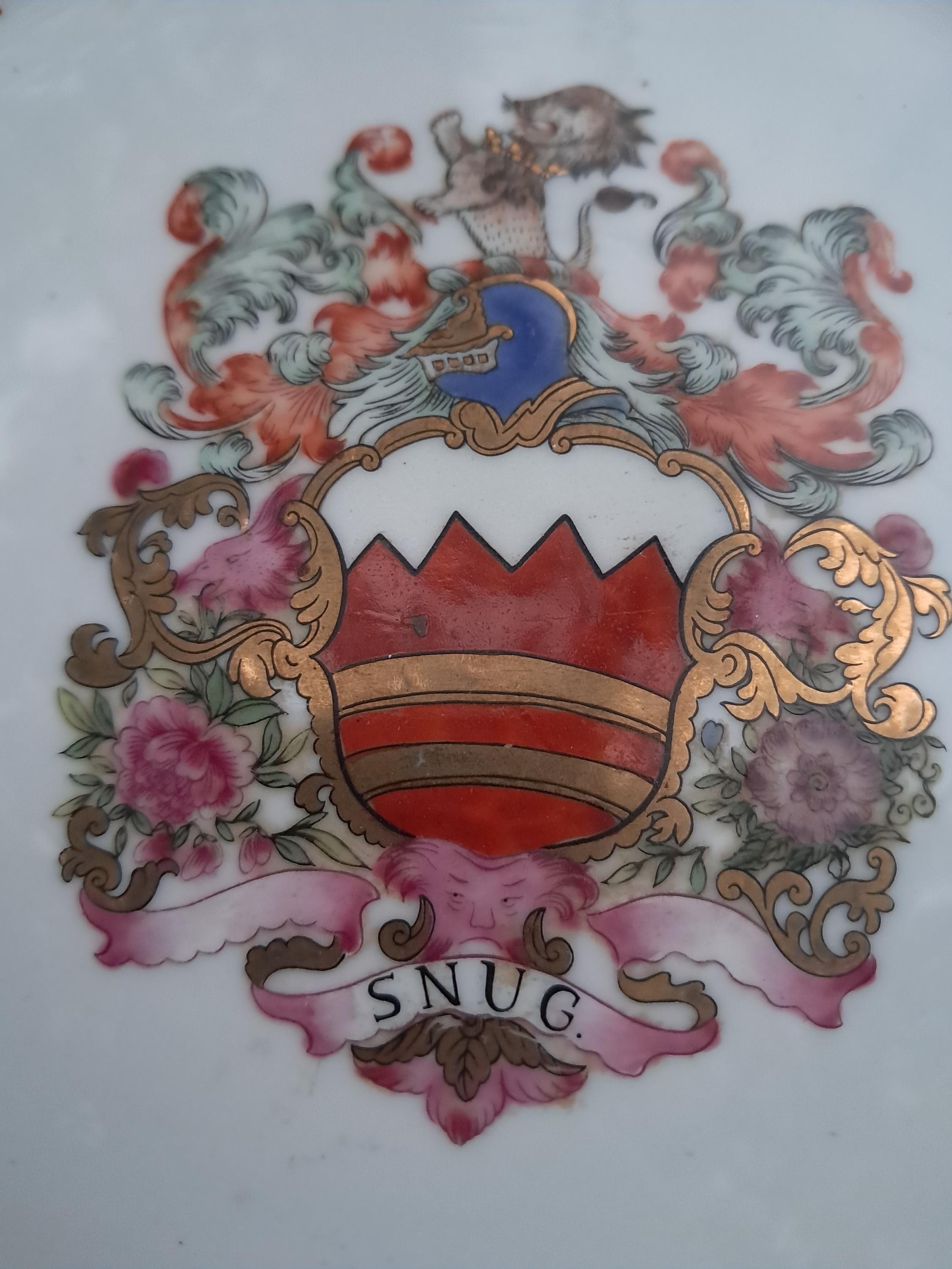 French Pair of Armorial Plates Vintage