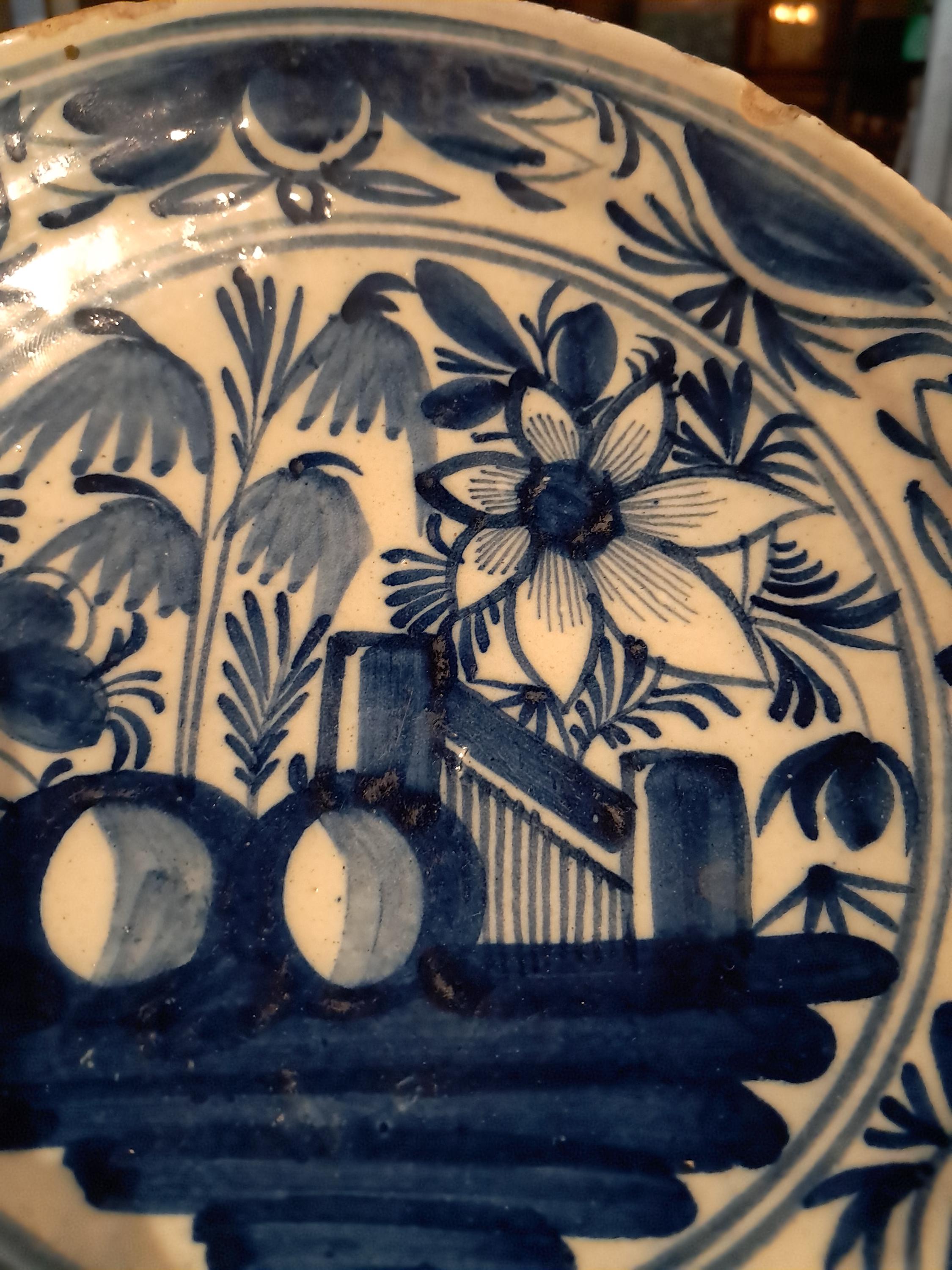 18th Century Delft Blue and White Plate