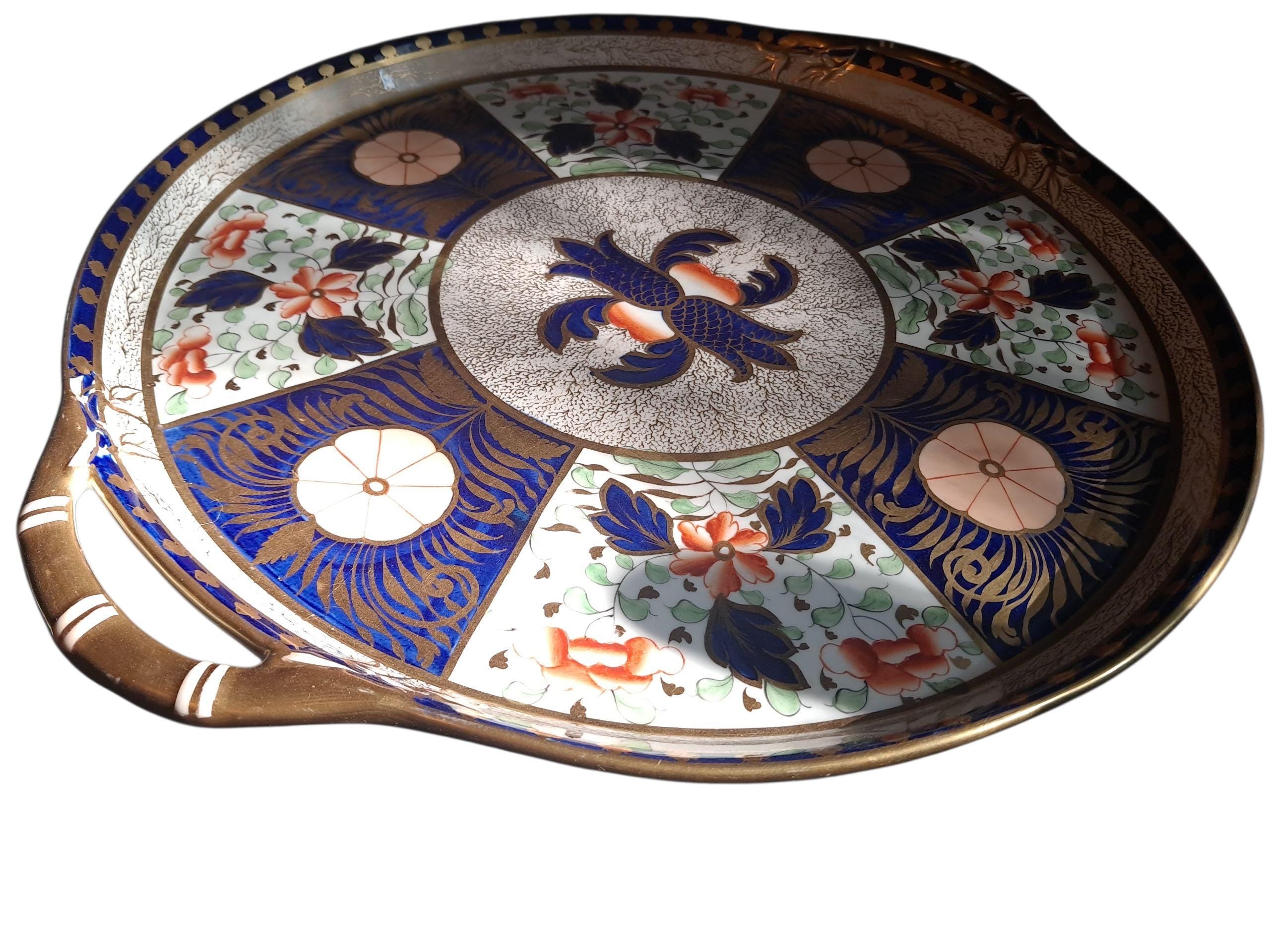 Antique Imari Serving Tray: Crab Claw Pattern, 16 inch, Coalport Davenport Style