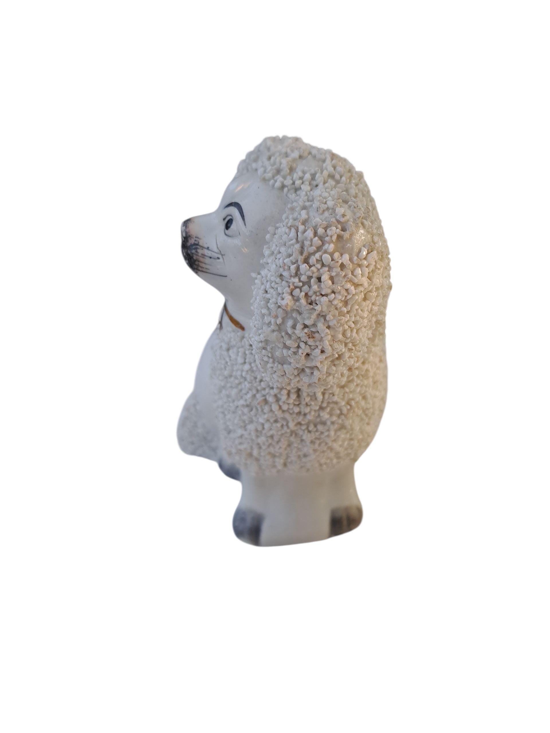 Authentic Antique White Singular Staffordshire Poodle