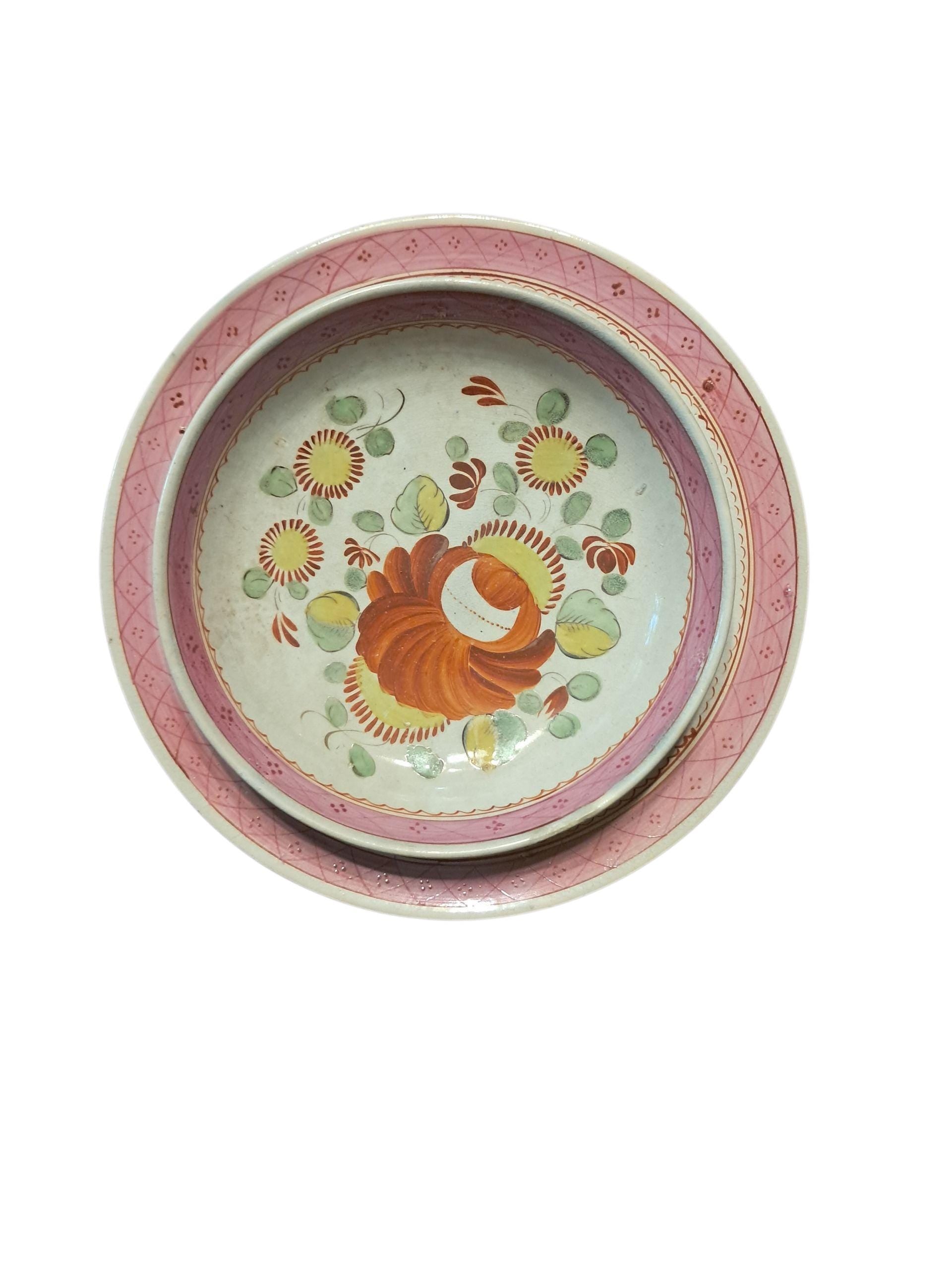 1820s Kings Rose Pattern Staffordshire Plate and Saucer