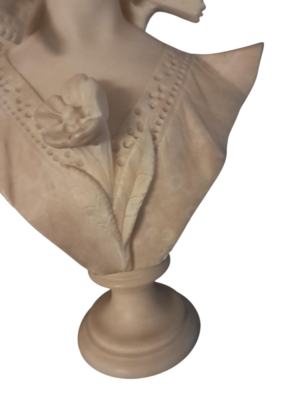 Art Nouveau Alabaster Woman Bust with Lace Hat (16 inch)