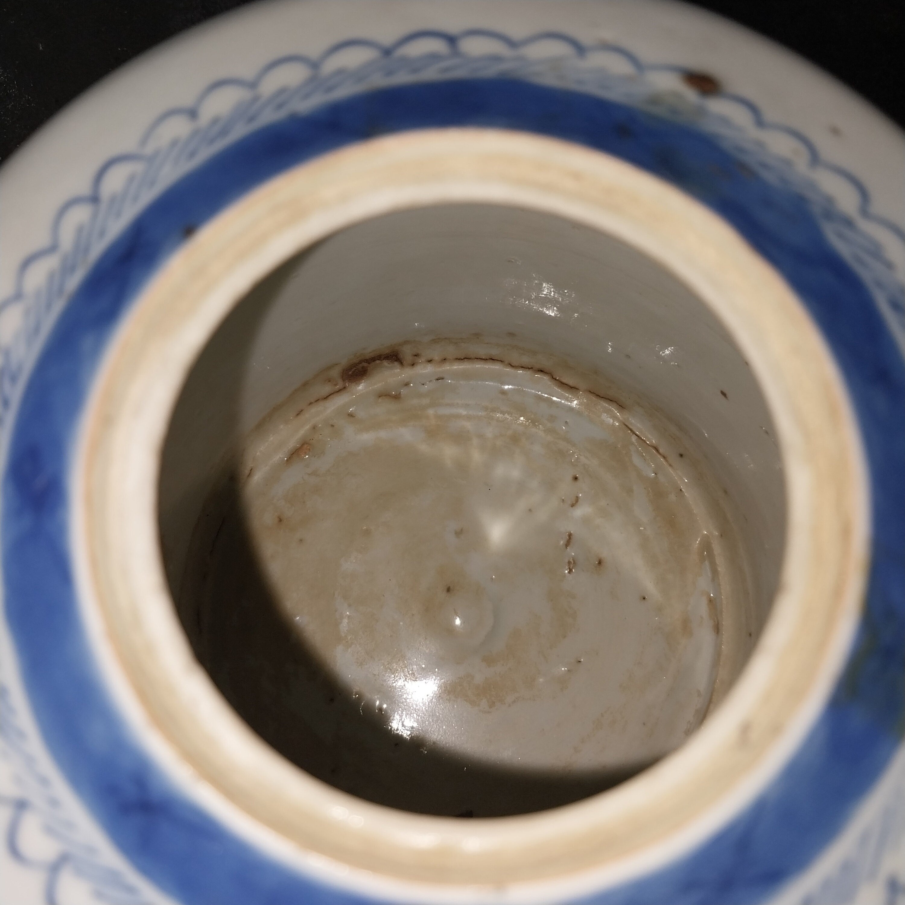 Blue and White Mid 1800's Drum Style Chinese Export Teapot