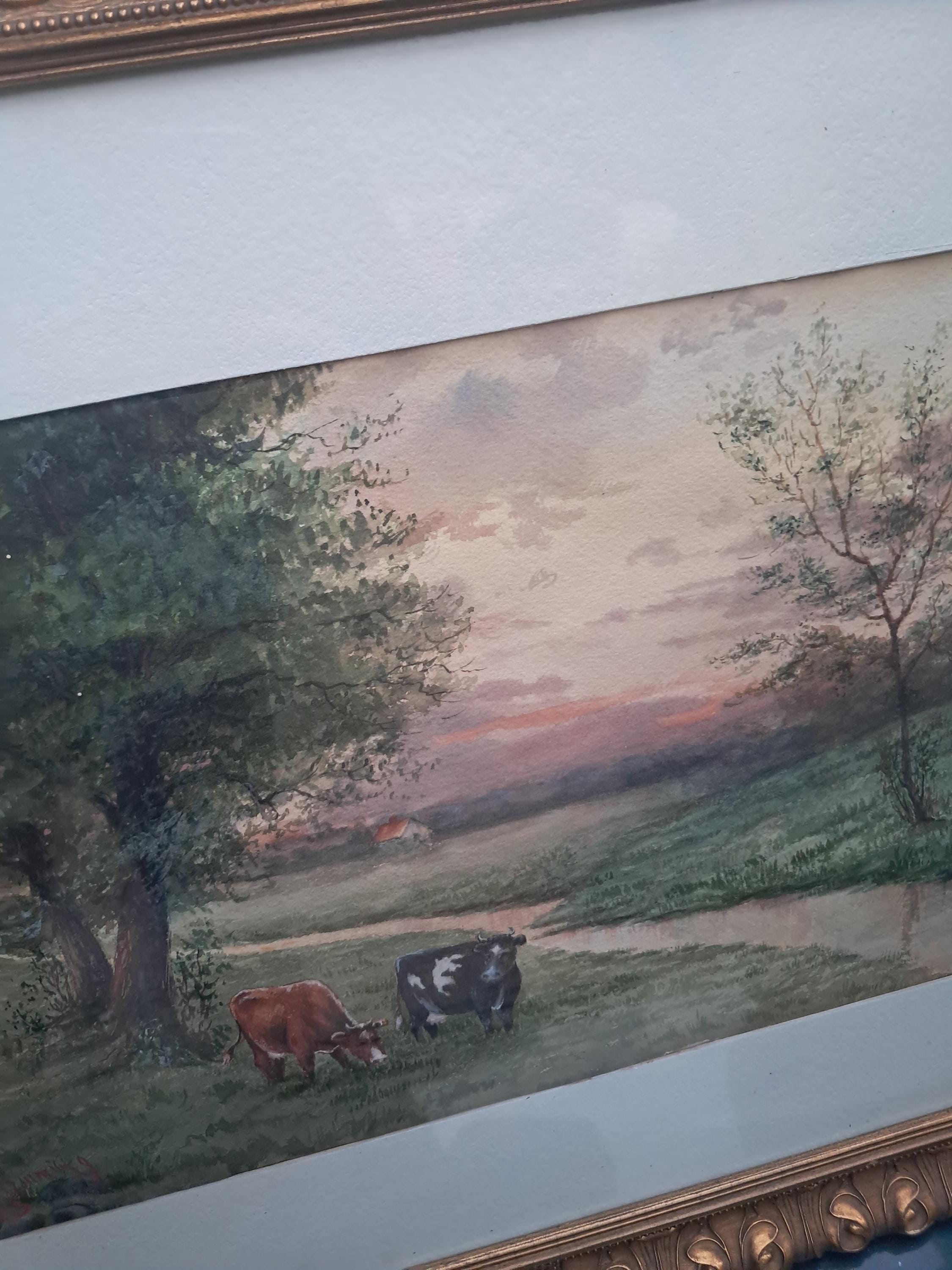 Antique Pastoral Watercolor Painting: Flemming, Canadian Artist, 1913