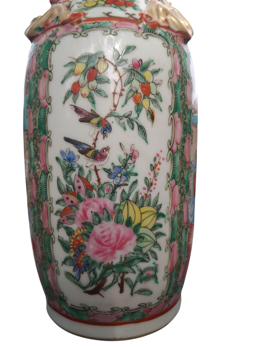 Antique Rose Medallion 12 In Vase