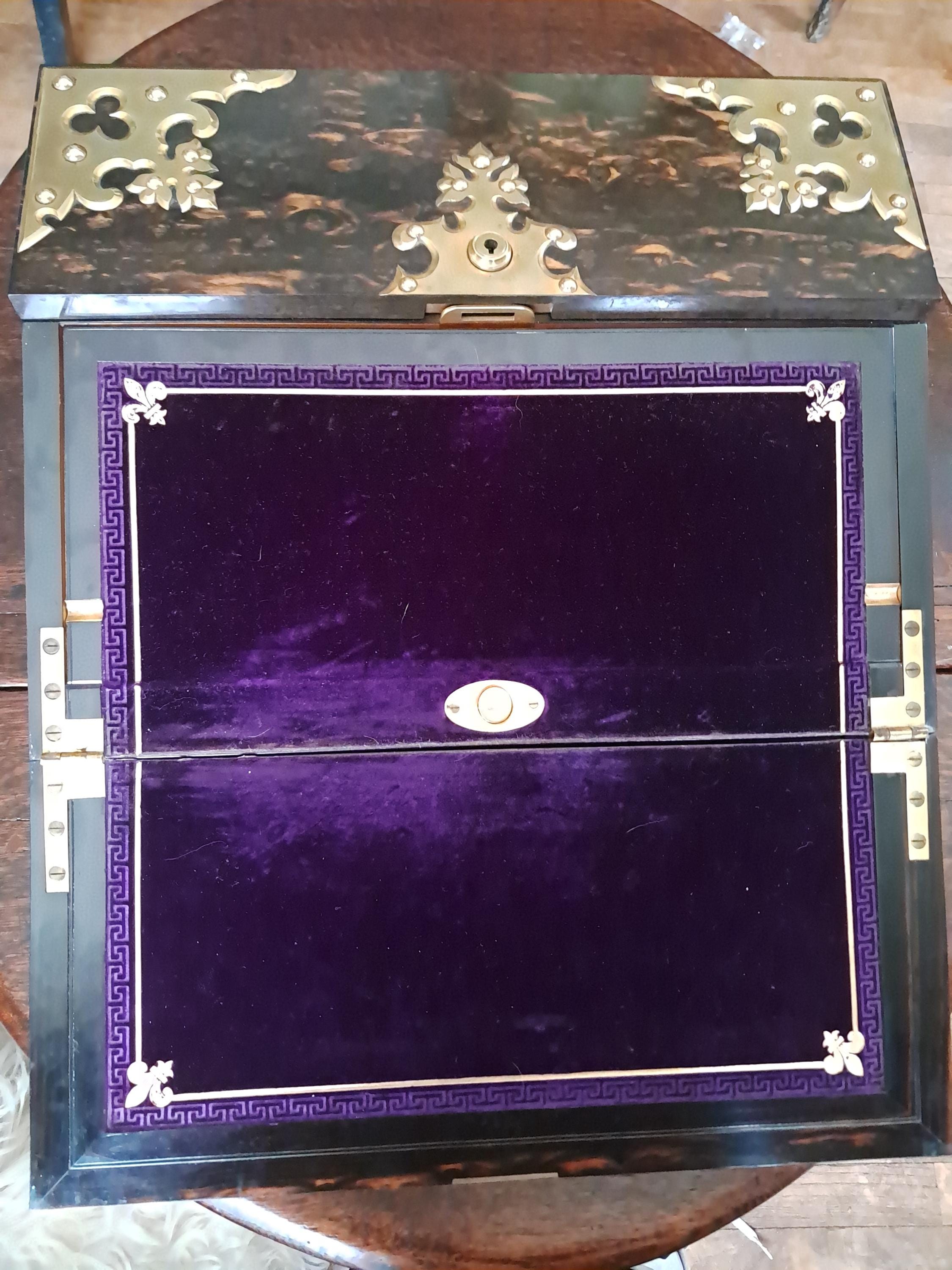 Antique Coromandel Wood Writing Slope by Betjemann & Sons, Secret Compartment