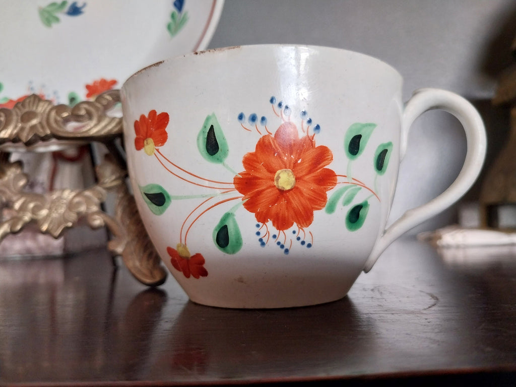 Early English Tea Cup and Saucer Creamware