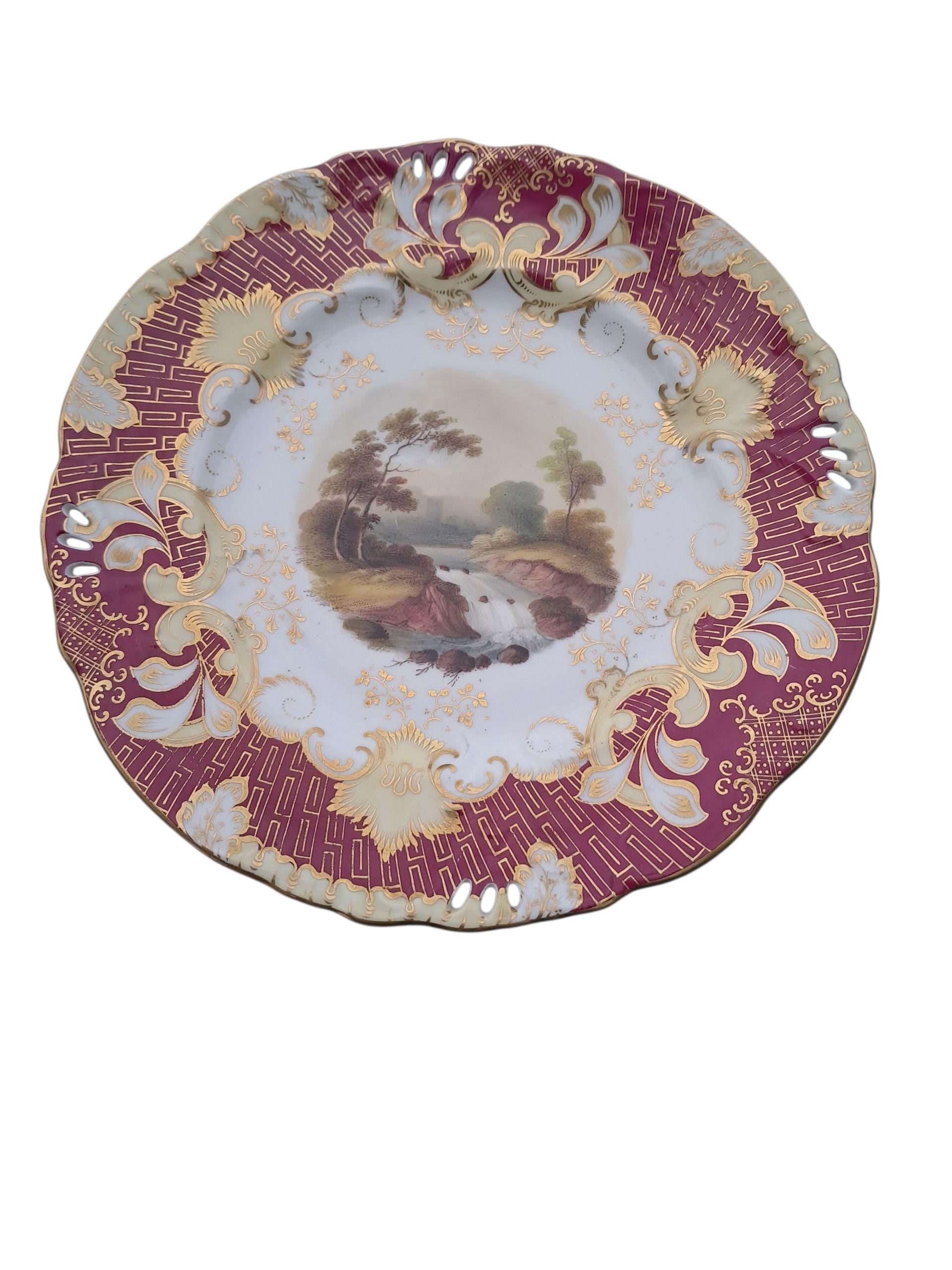 Antique Samuel Alcock Plates: English Hand-Painted Pair, 1830s