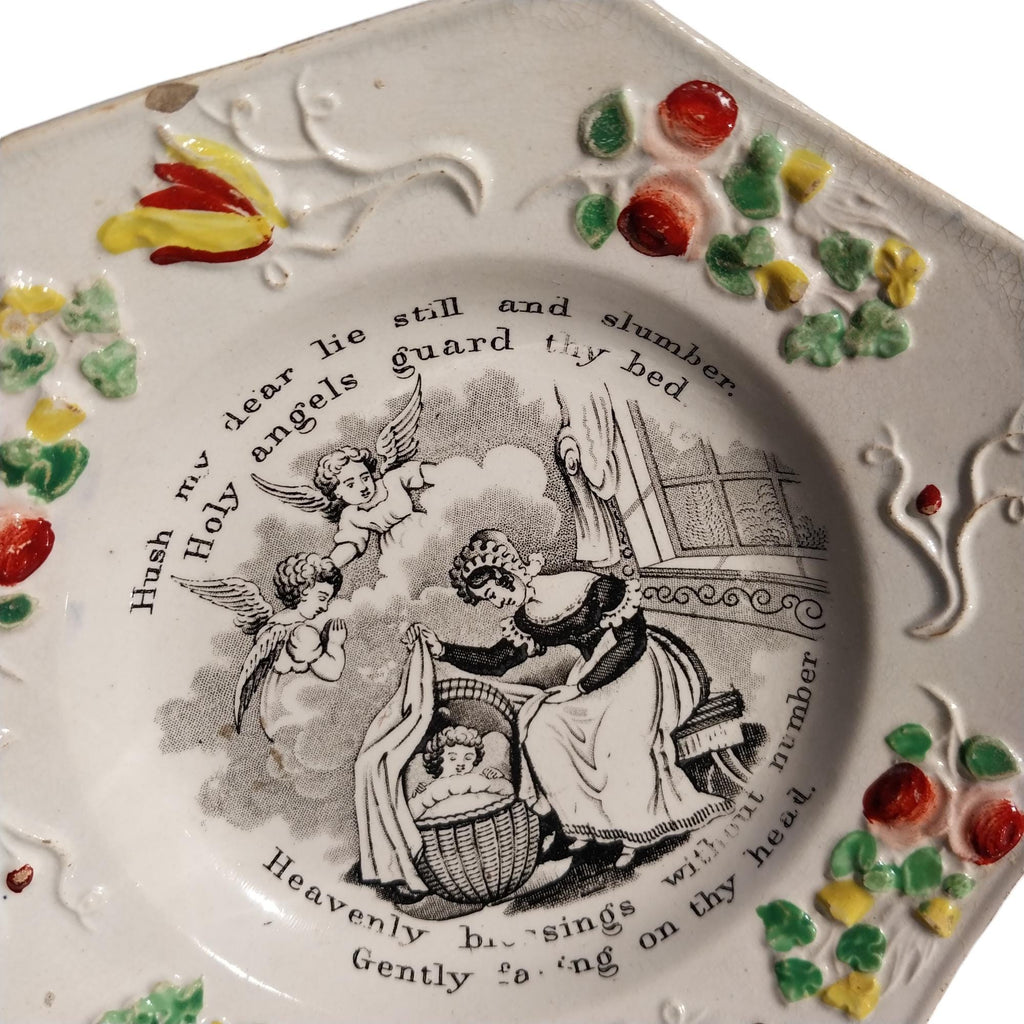 Staffordshire Georgian Pearlware Religious Printed Childs Plate with Verse