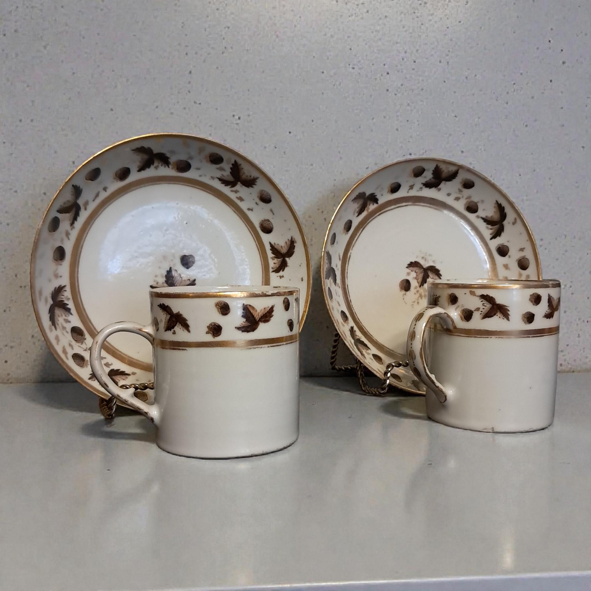 18th Century Chinese Export Coffee Cans and Saucers Worcester Pattern