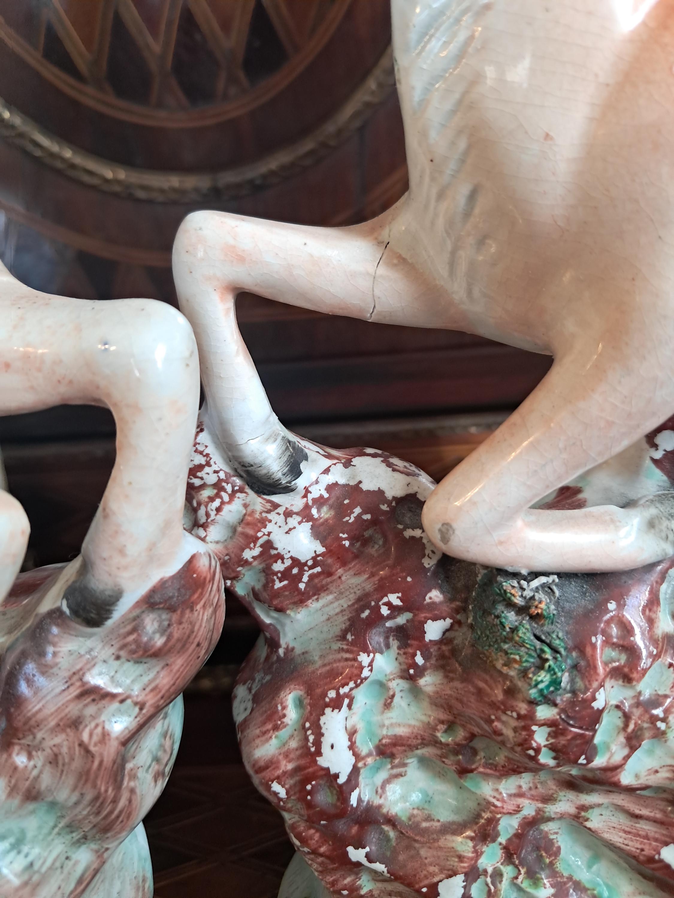 Beautiful Staffordshire Deer Spill Vase Pair