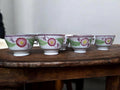 Set of 6 Early English Tea Cups Pink Lustre Hand Painted