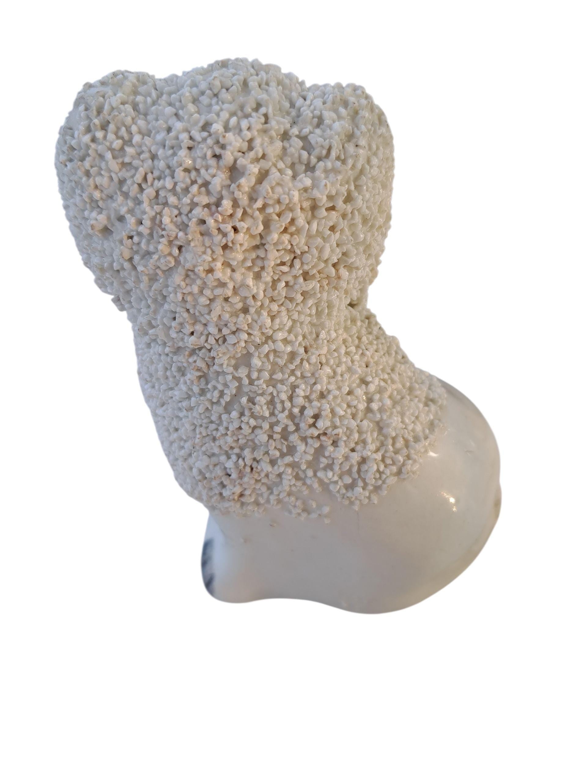 Authentic Antique White Singular Staffordshire Poodle