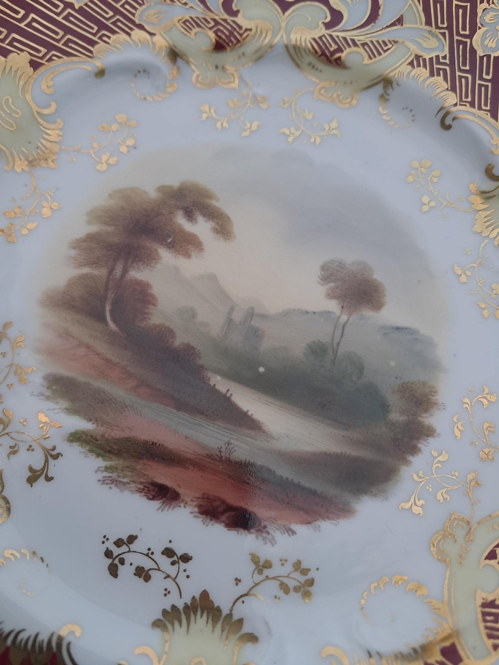 Antique Samuel Alcock Plates: English Hand-Painted Pair, 1830s
