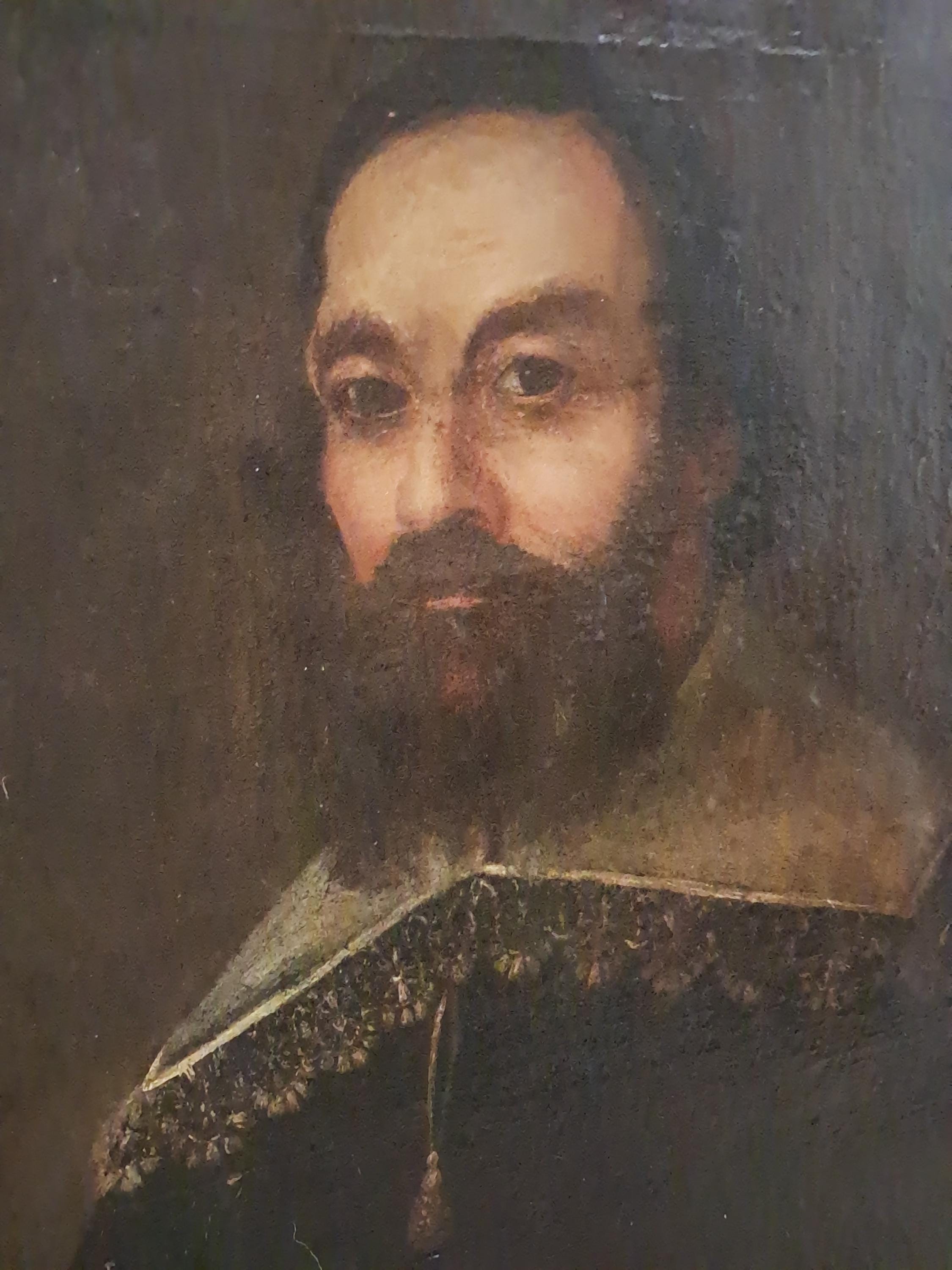 Antique (1650-1730) Memento Mori Painting of A Man