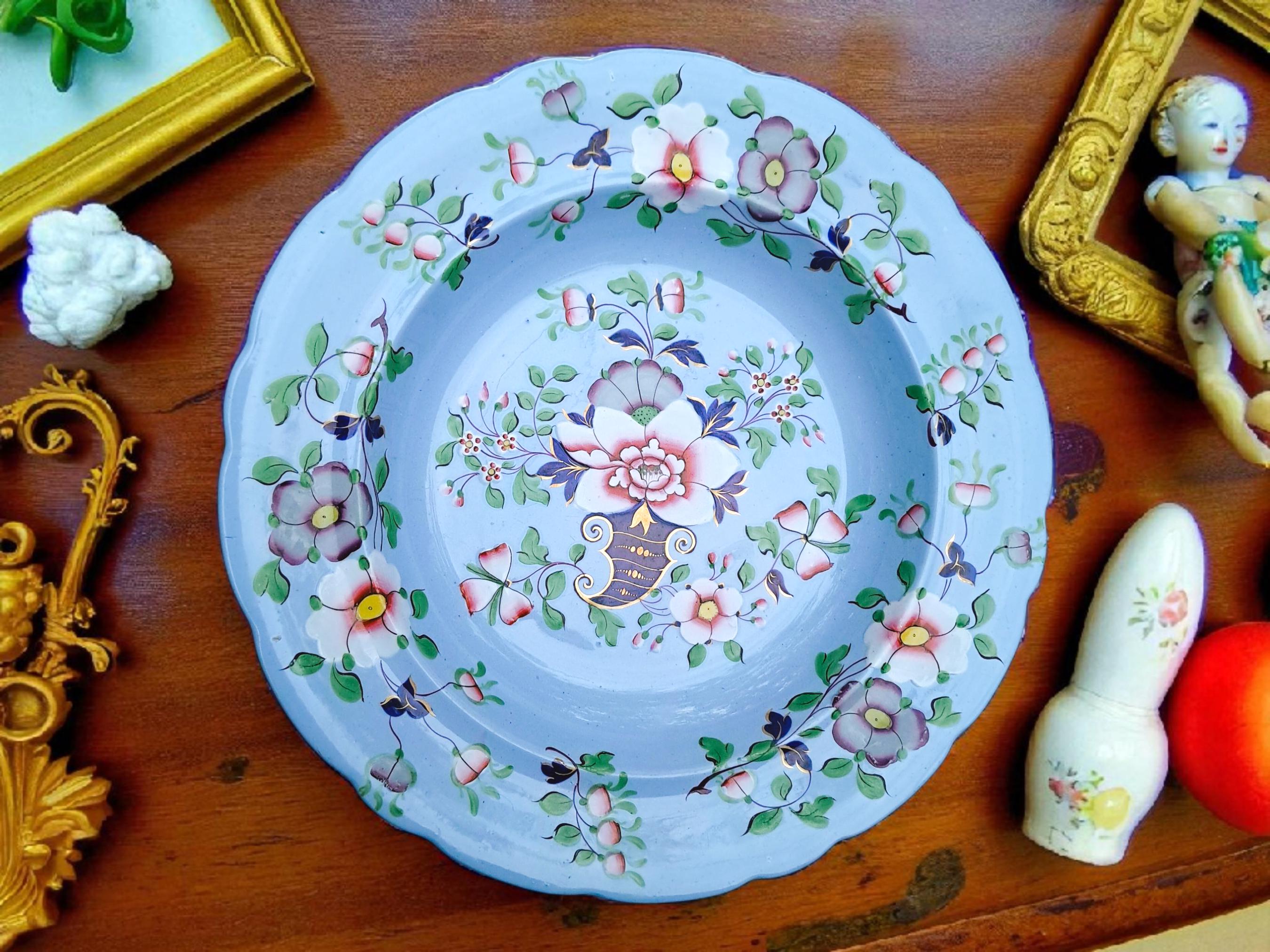 Rare 1830s Ridgway Soup Bowl - 10 Inch Floral Plate