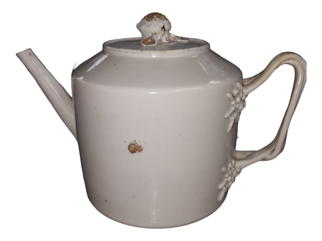 Gold Late 18th Century Drum Style Chinese Export Teapot With Twisted Handle