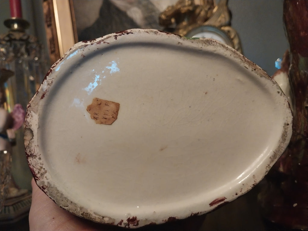 Pair Early Pearlware Staffordshire Poor Maria Agrippina Dog Spill Vases 19th C