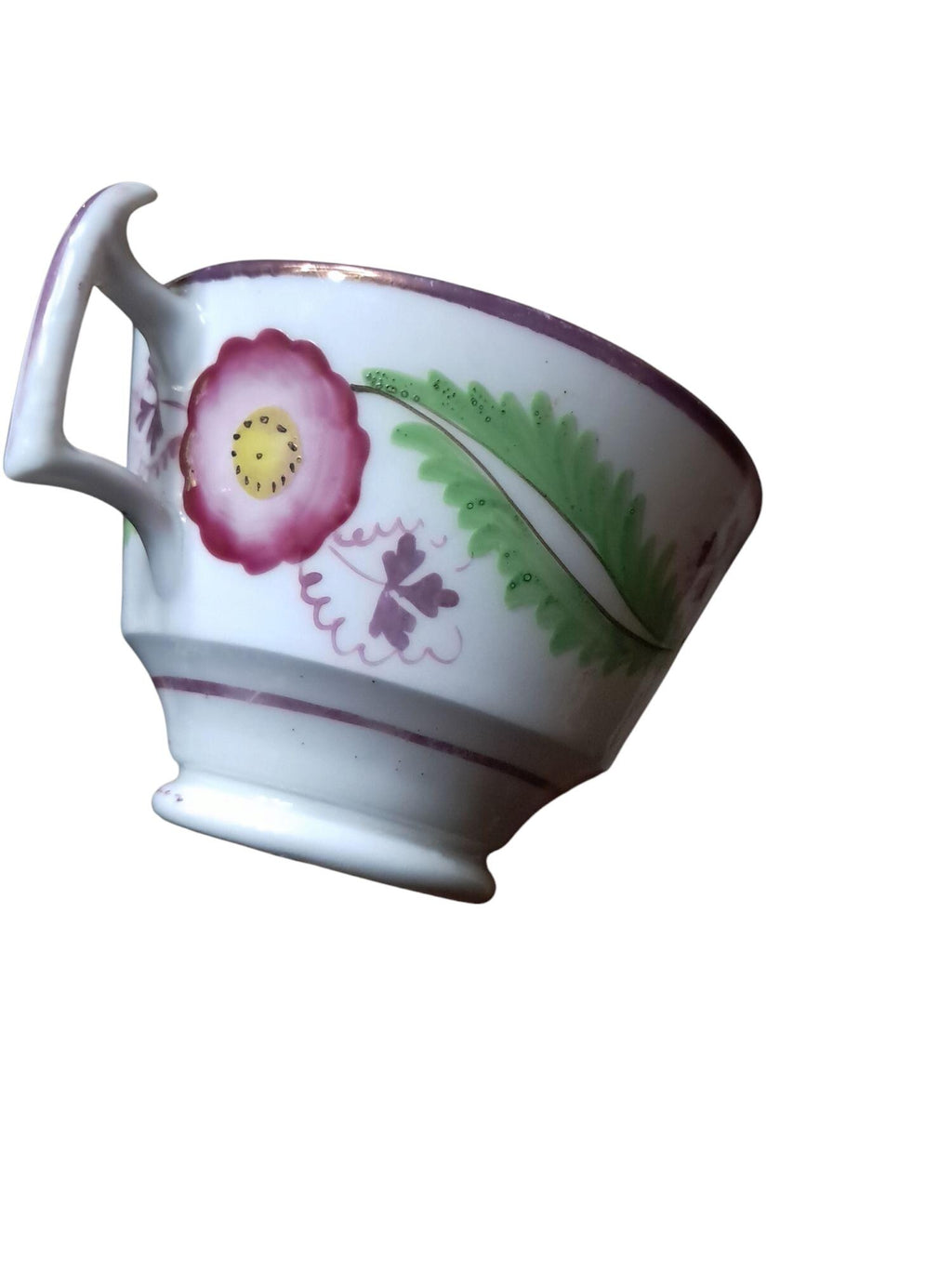 Set of 6 Early English Tea Cups Pink Lustre Hand Painted