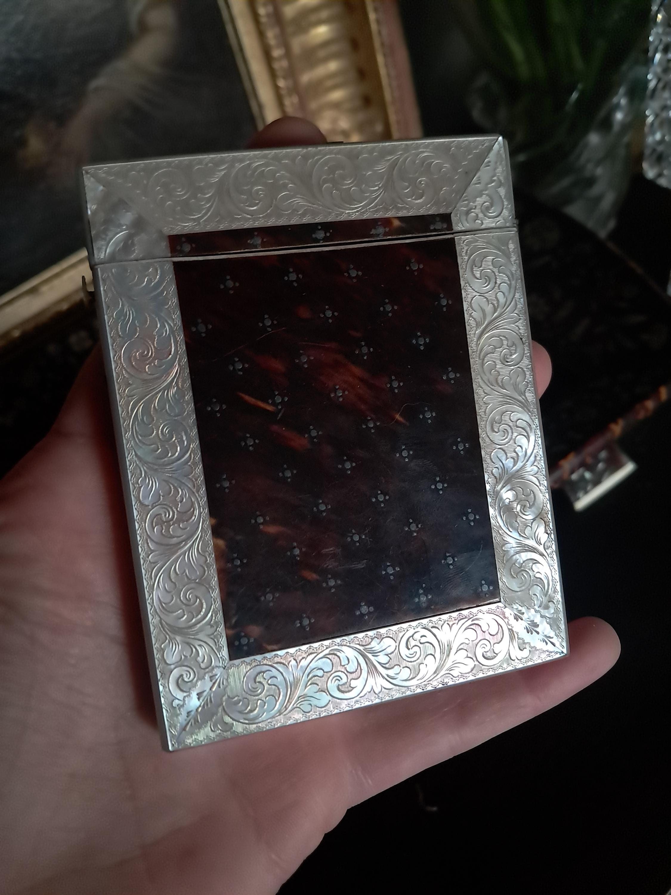 Stunning Faux Tortoiseshell and Mother of Pearl Calling Card Case