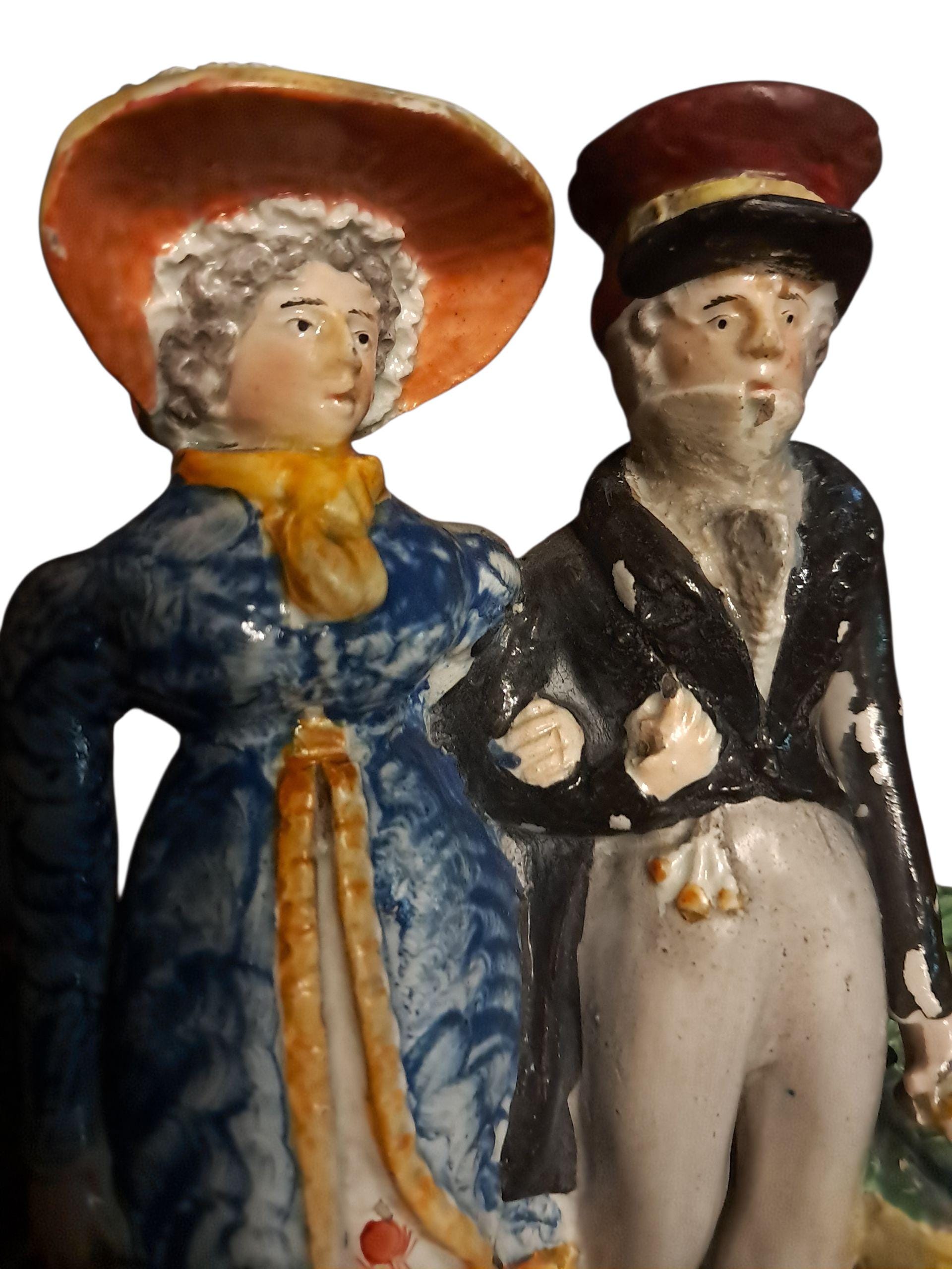 Charming Early Staffordshire "The Dandies" Figurine