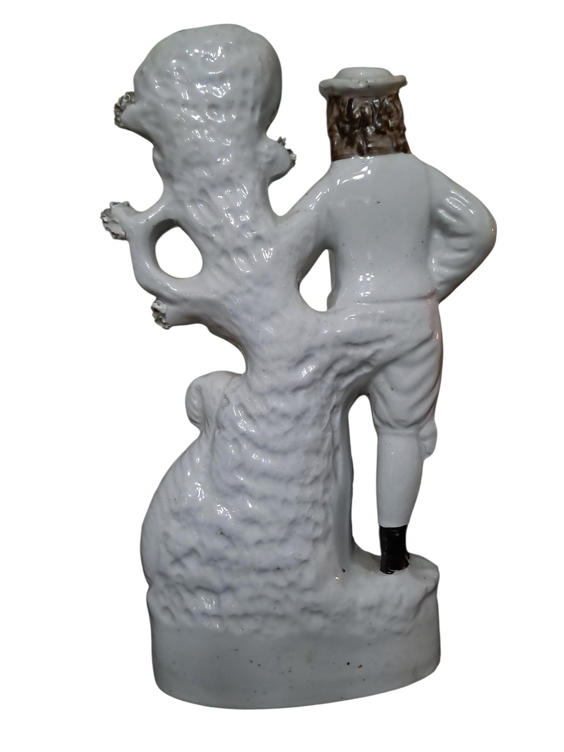 Antique Staffordshire Spill Vase of Shepherd With Sheep and Dog