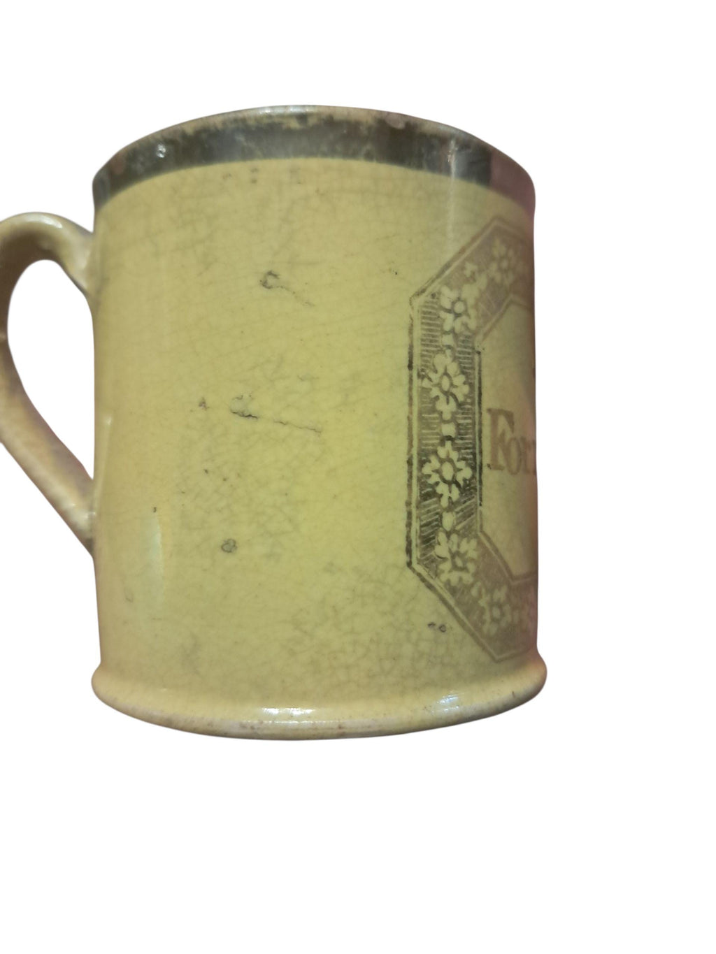 Early Staffordshire Teeny Childs Canary Mug 'For my Dear Girl'