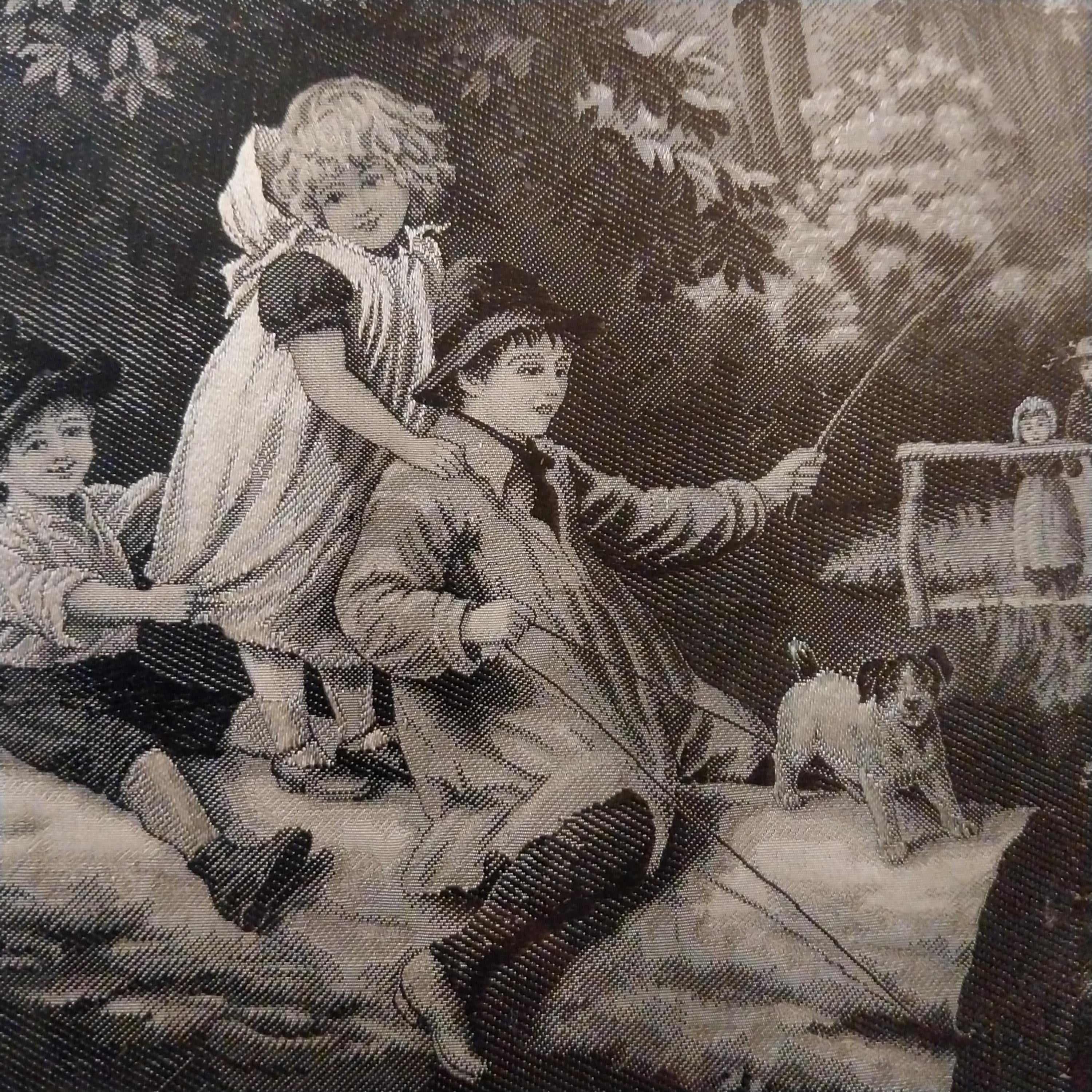 Woven Silk Screen representing a scene of children playing, Neyret Frères Percy TARRANT