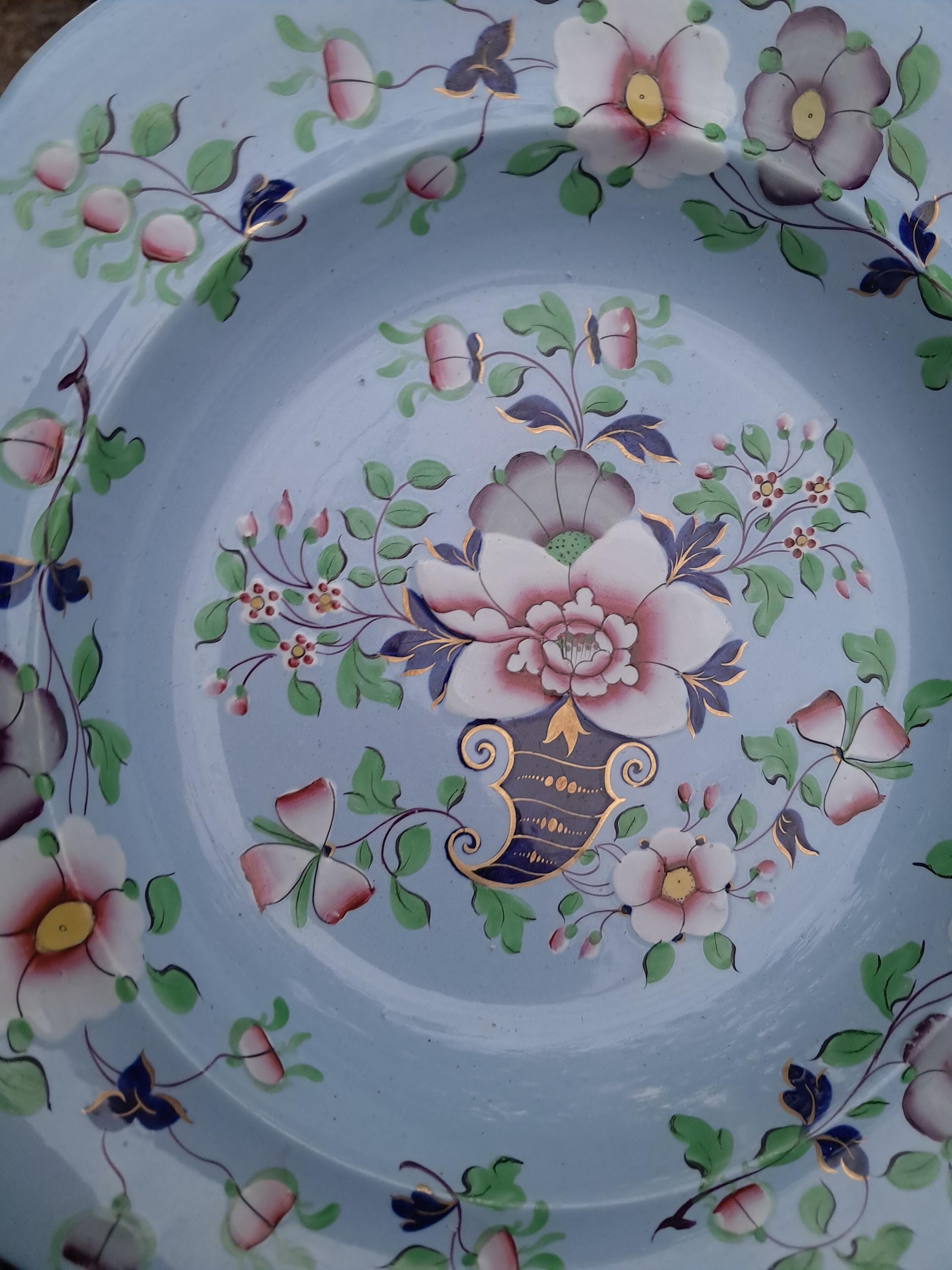 Rare 1830s Ridgway Soup Bowl - 10 Inch Floral Plate