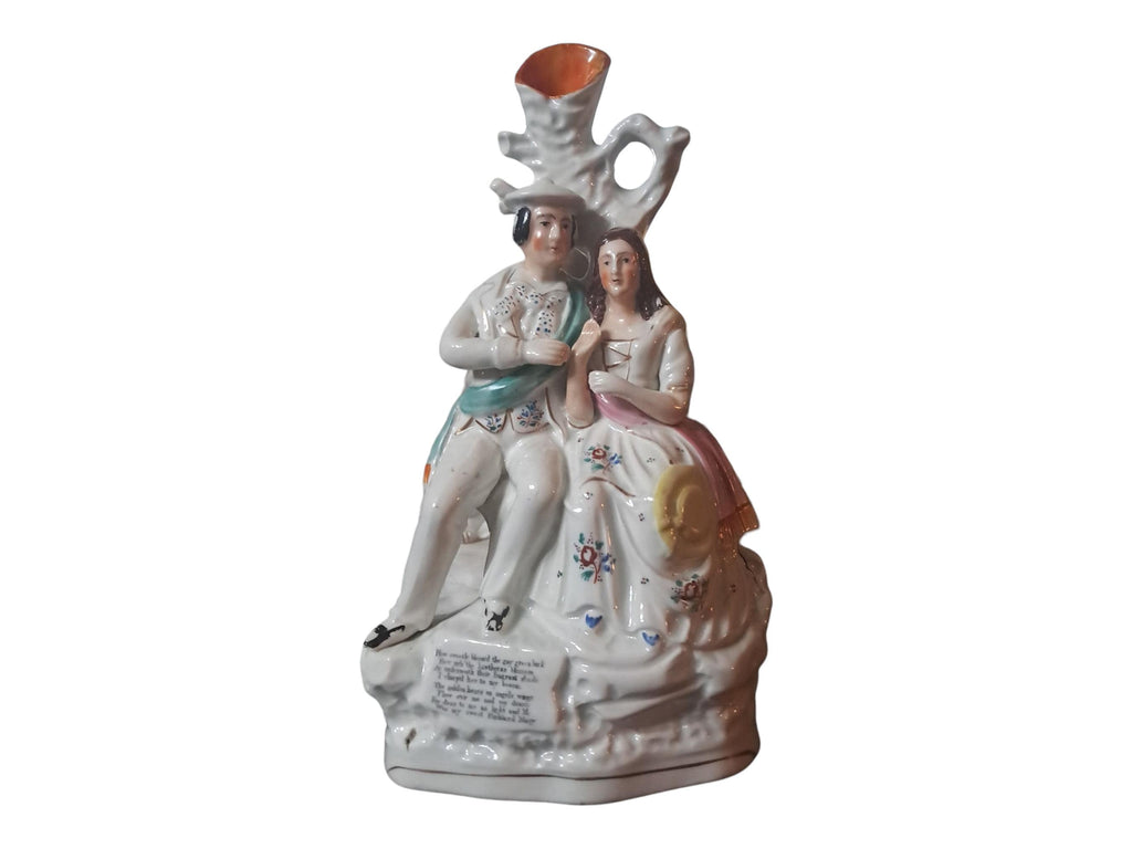 Antique Staffordshire Scottish Spill Vase  Robert Burns and Highland Mary with Poem