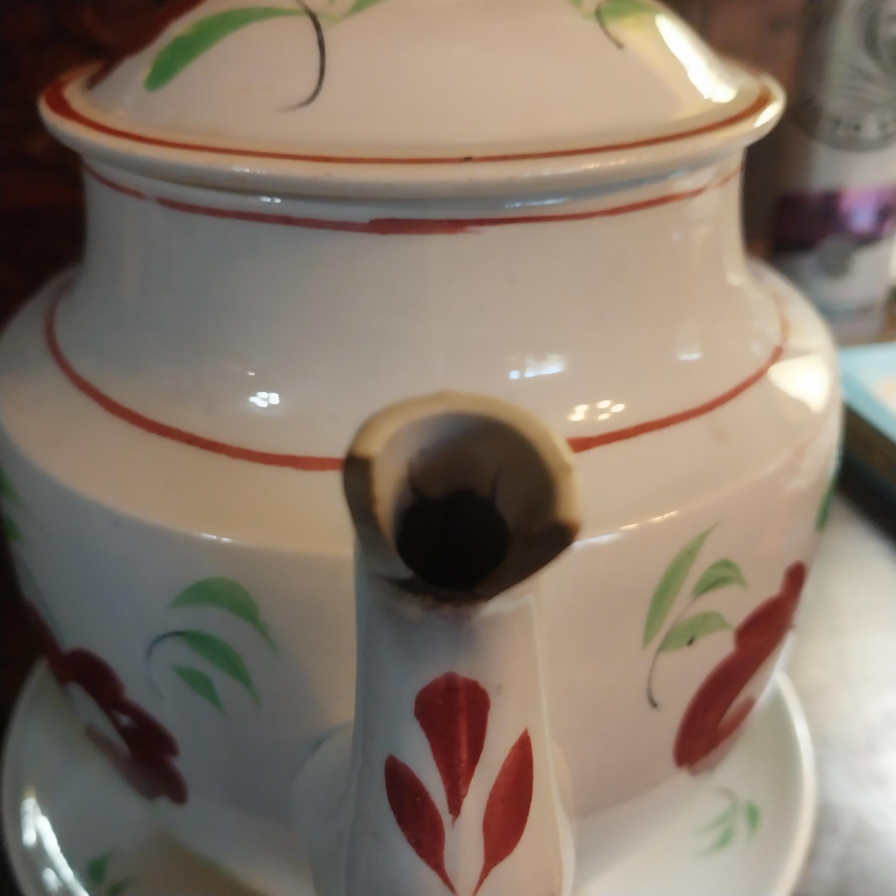 Early English Hand Painted Teapot Adam's Rose Style