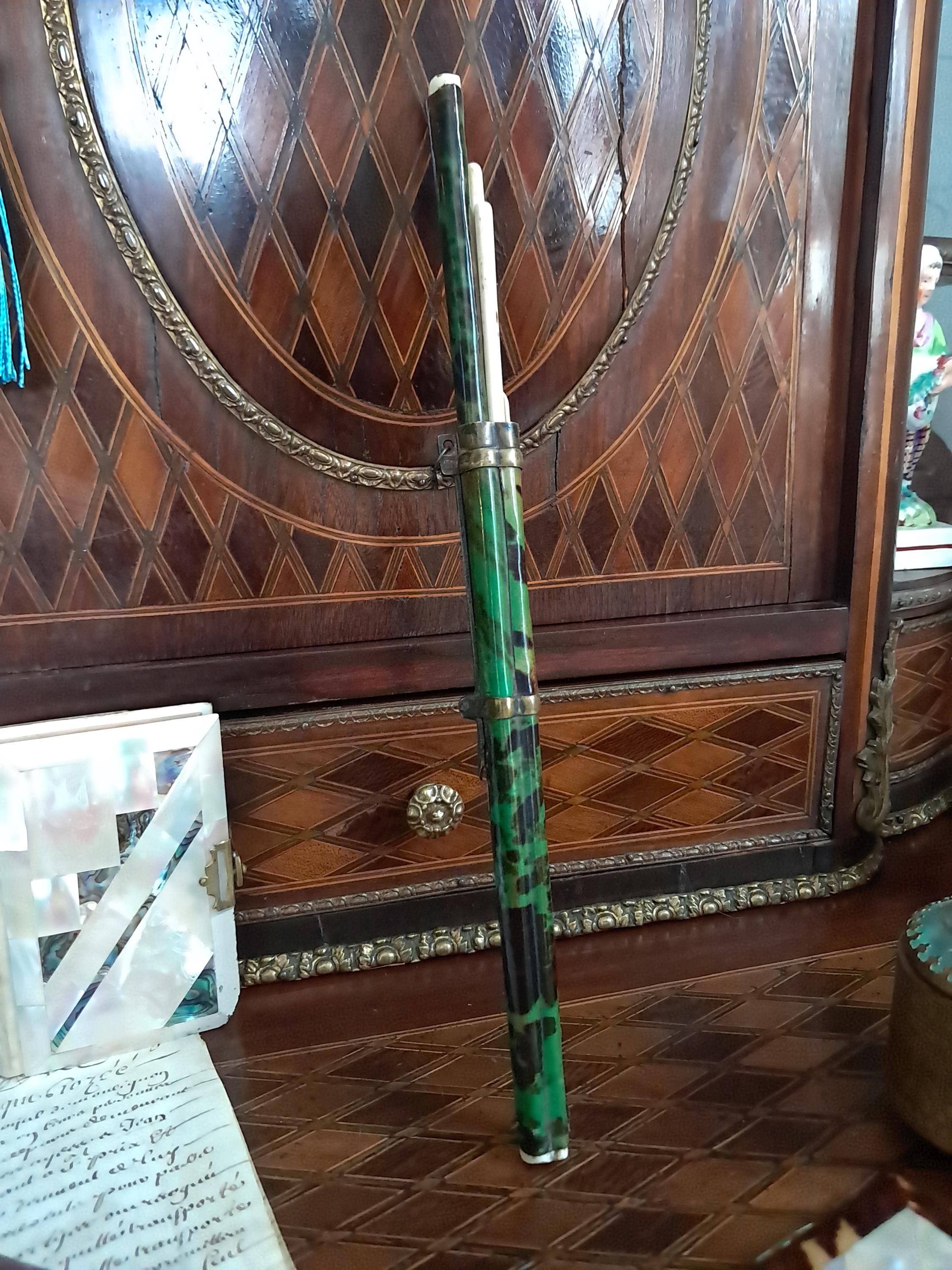 Rare Antique Chinese Trousse Eating Set Faux Green Tortoiseshell