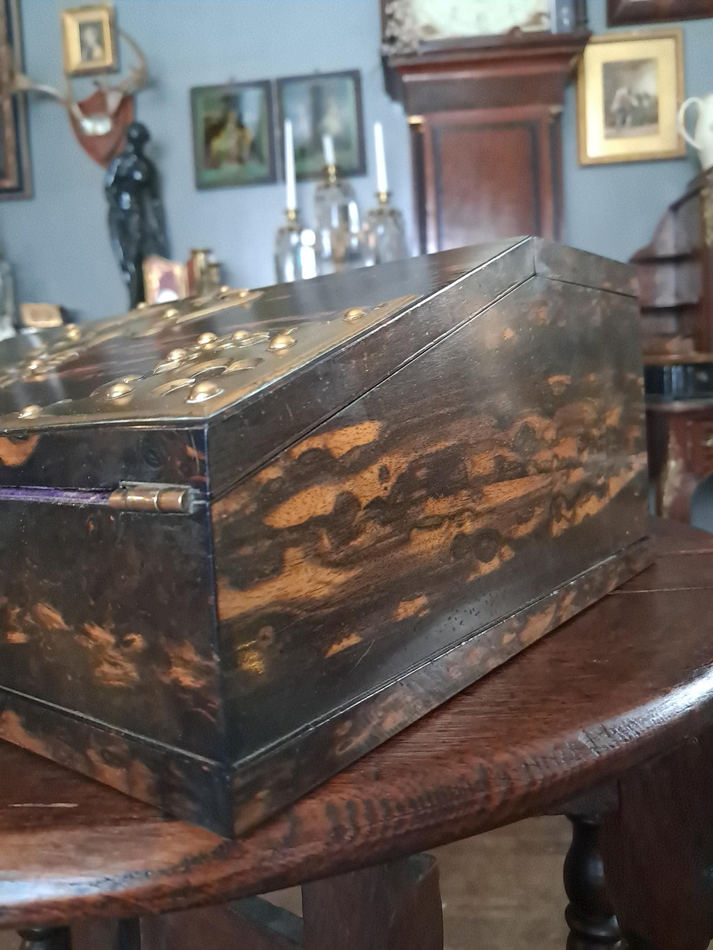 Antique Coromandel Wood Writing Slope by Betjemann & Sons, Secret Compartment