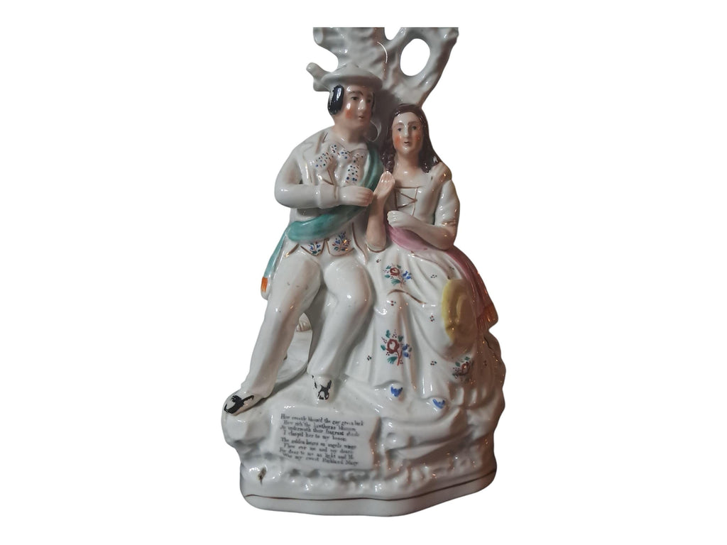 Antique Staffordshire Scottish Spill Vase  Robert Burns and Highland Mary with Poem