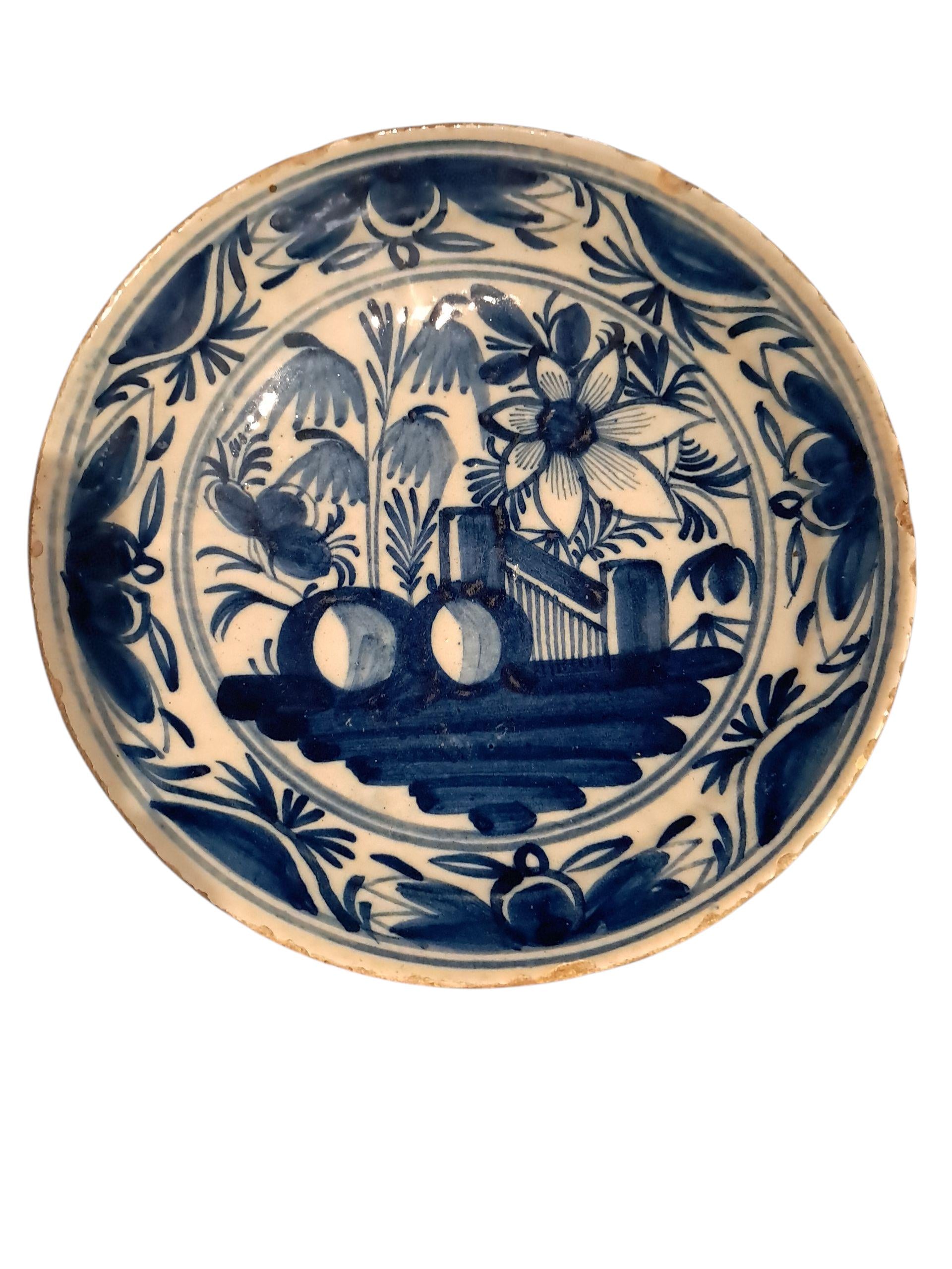 18th Century Delft Blue and White Plate