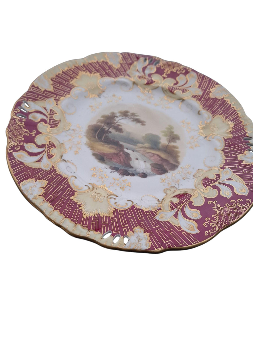 Antique Samuel Alcock Plates: English Hand-Painted Pair, 1830s