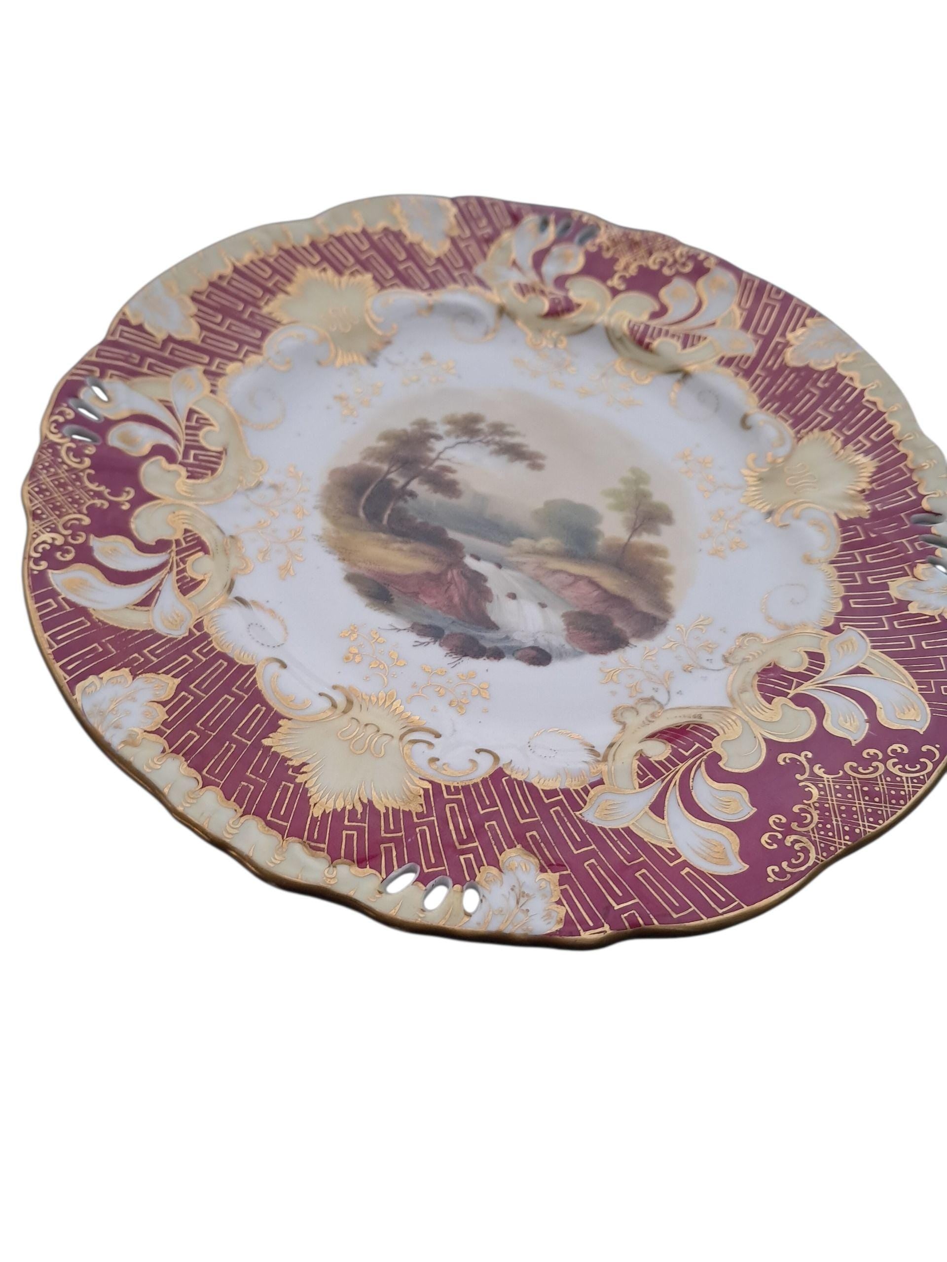 Antique Samuel Alcock Plates: English Hand-Painted Pair, 1830s