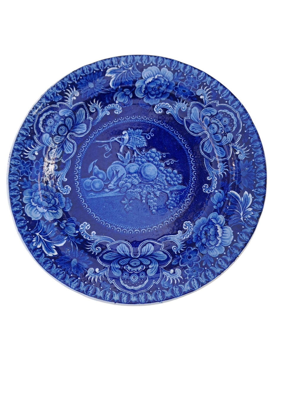 Staffordshire Historical Transferware Plate 9 Plus Inches Birds and Fruit