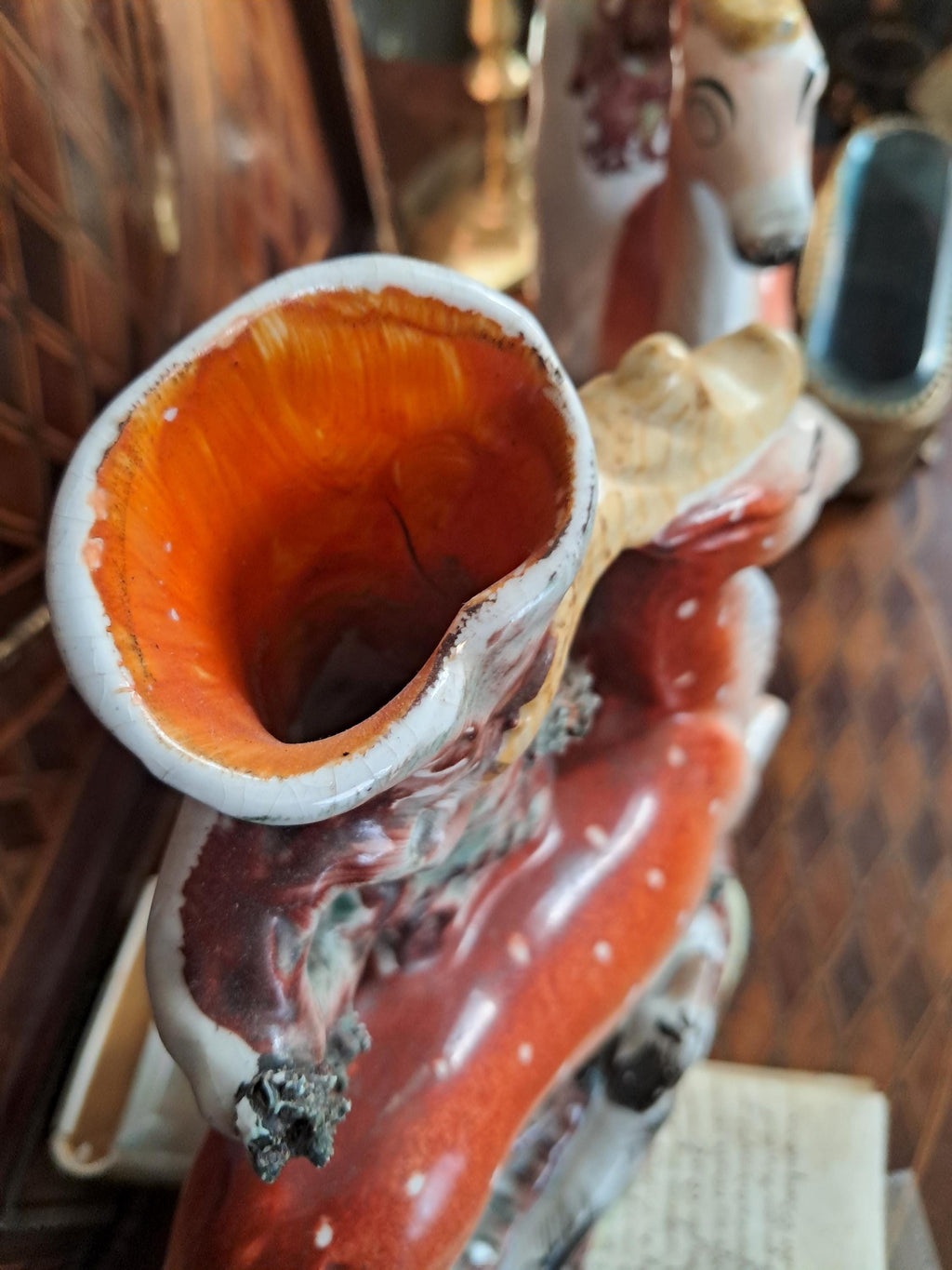 Beautiful Staffordshire Deer Spill Vase Pair