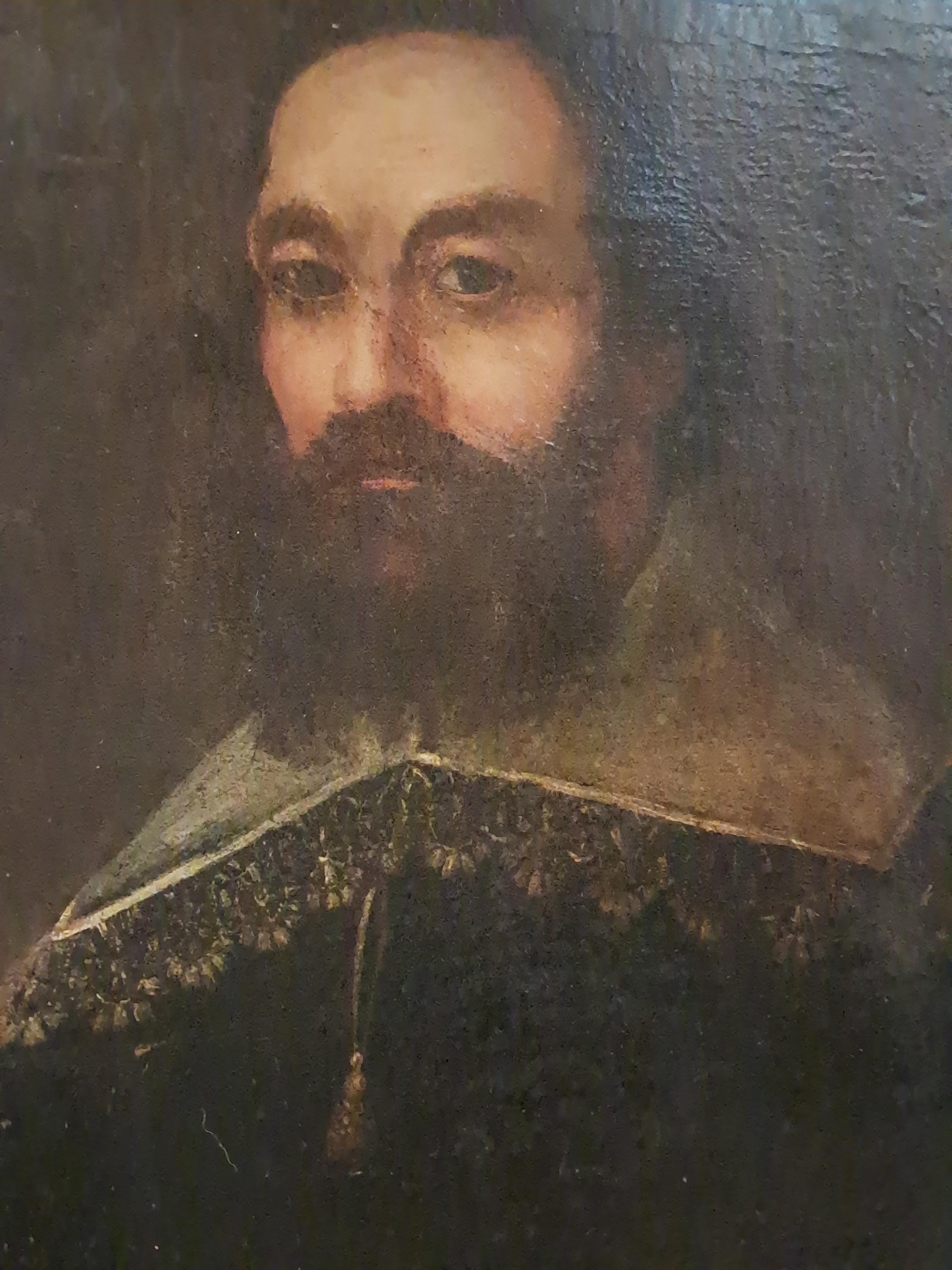 Antique (1650-1730) Memento Mori Painting of A Man