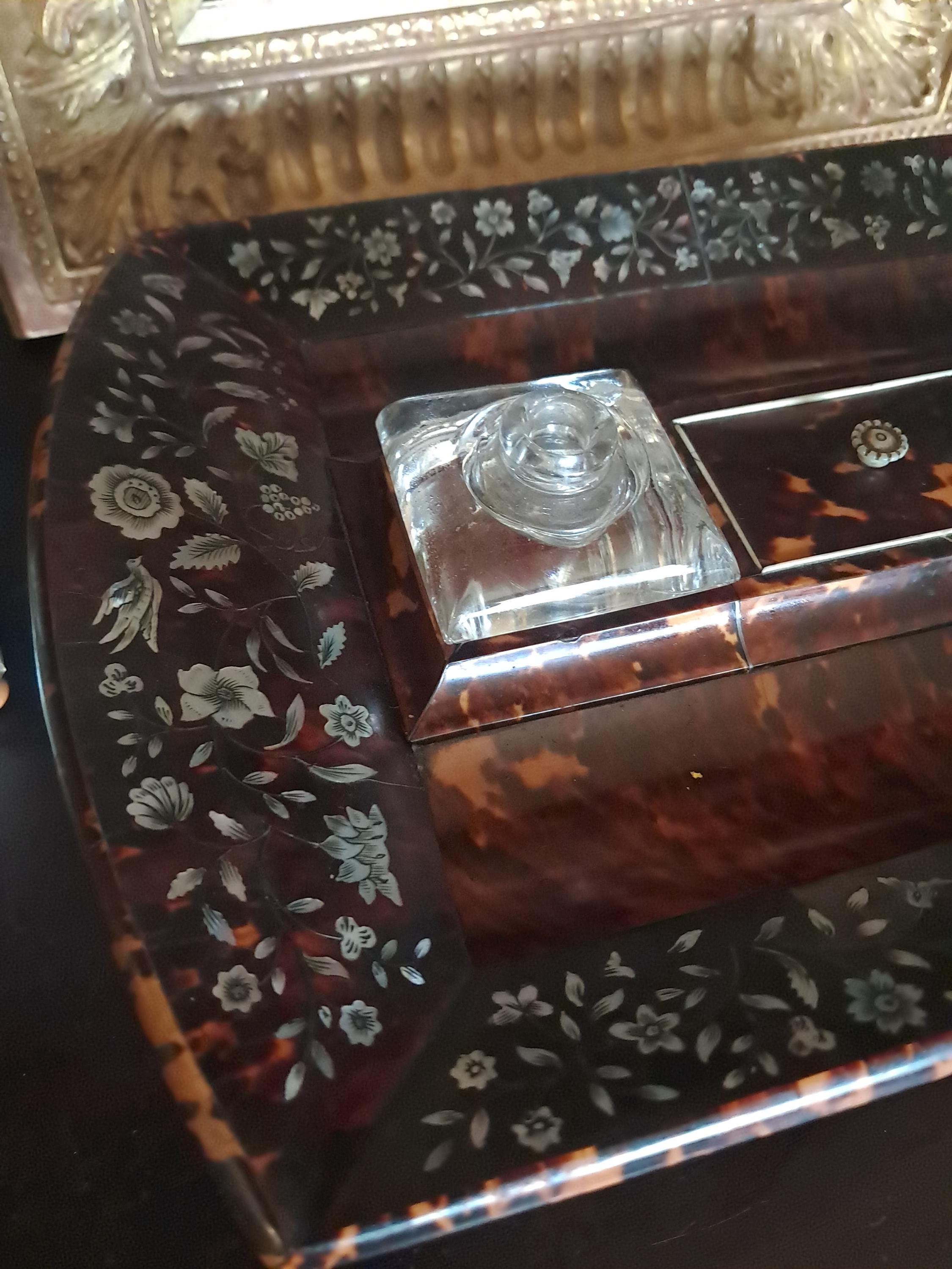 Stunning Faux Tortoiseshell and Mother of Pearl Desk Set