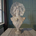 Art Nouveau Alabaster Woman Bust with Lace Hat (16 inch)