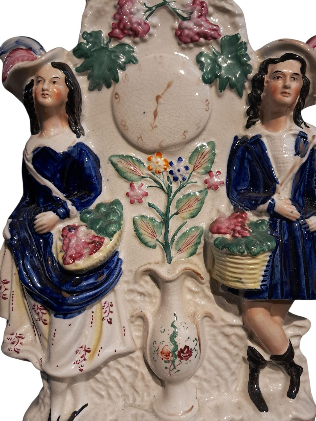 Antique Staffordshire Figure With Faux Clock
