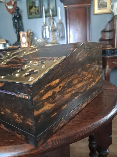 Antique Coromandel Wood Writing Slope by Betjemann & Sons, Secret Compartment