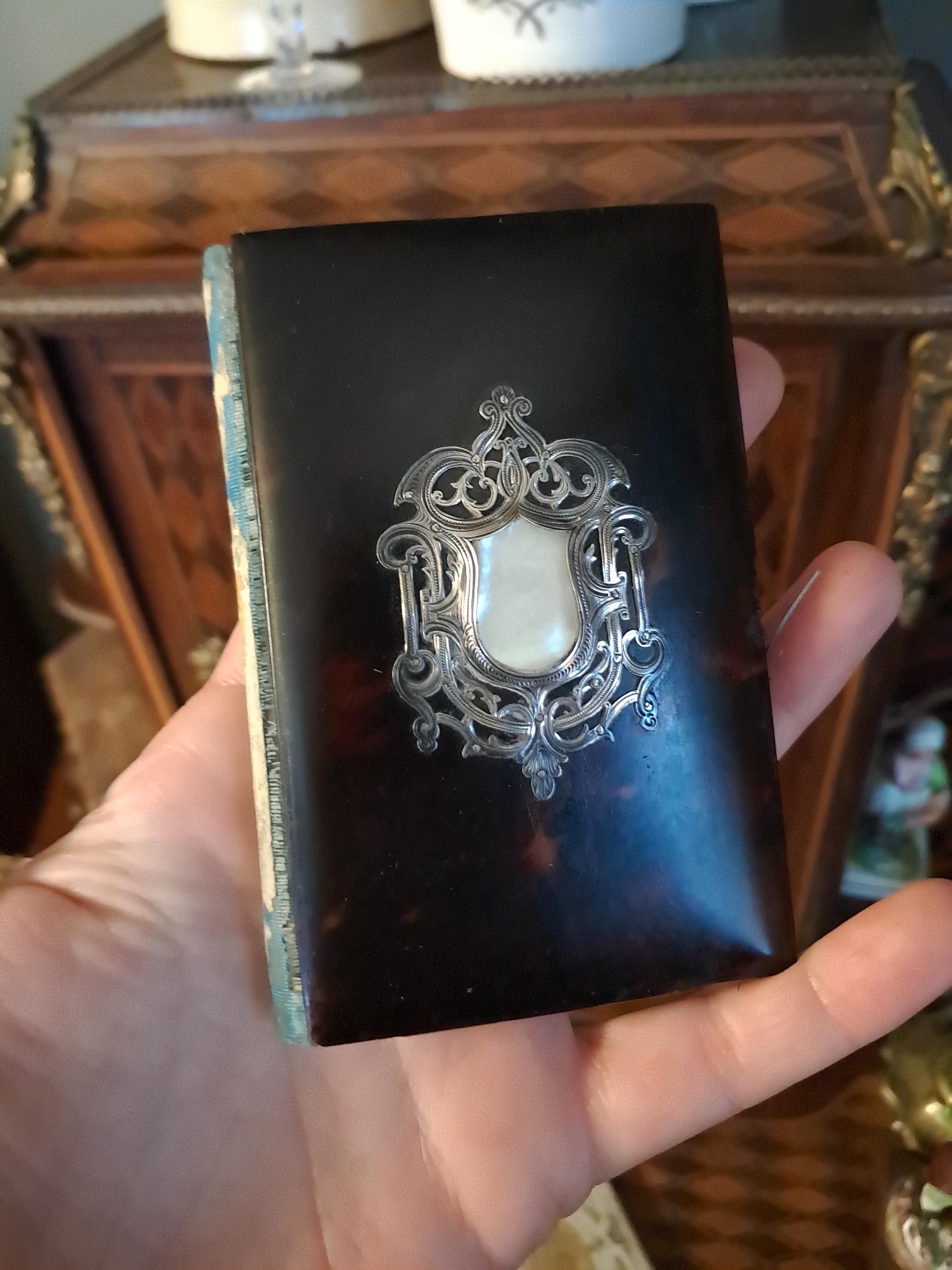 Antique Faux Tortoiseshell and Sterling and Mother of Pearl Notepad