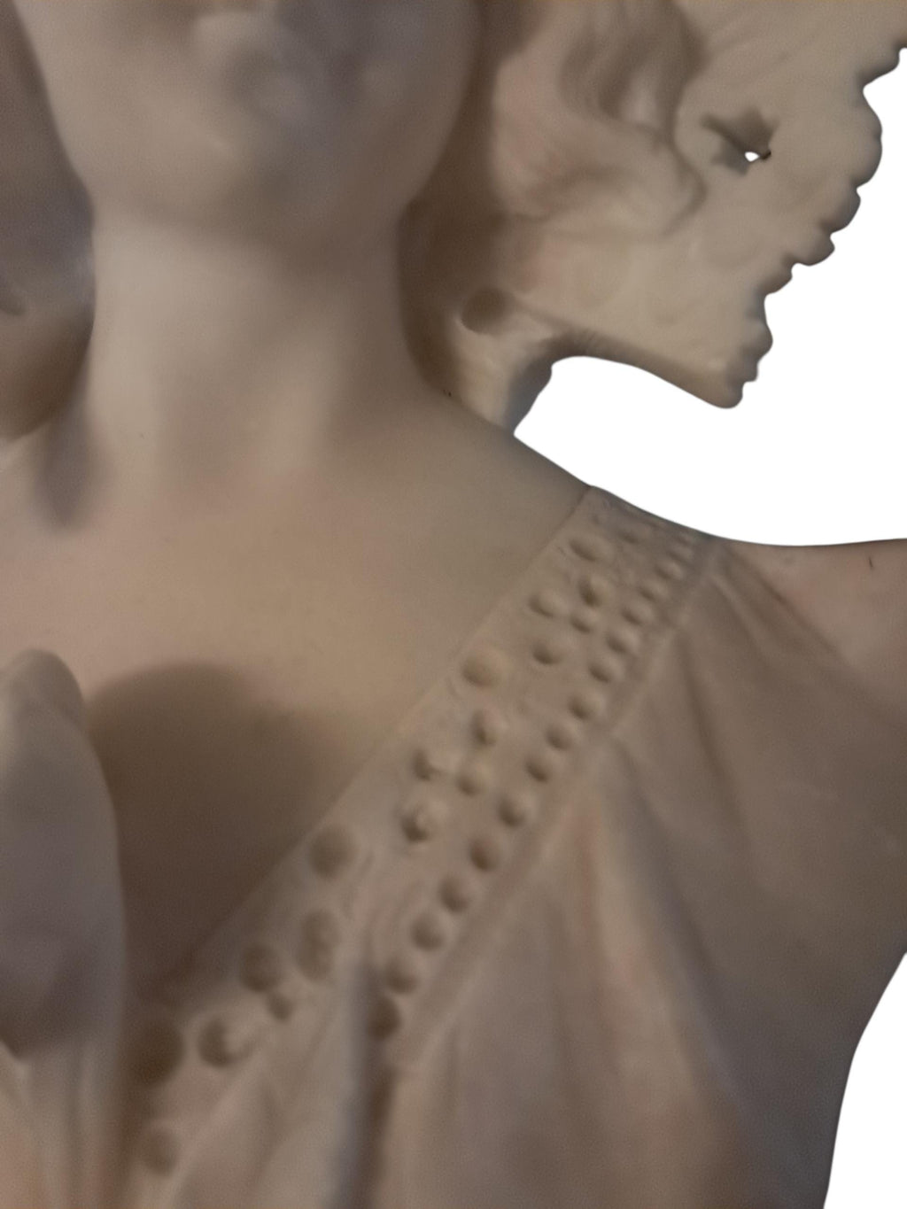 Art Nouveau Alabaster Woman Bust with Lace Hat (16 inch)