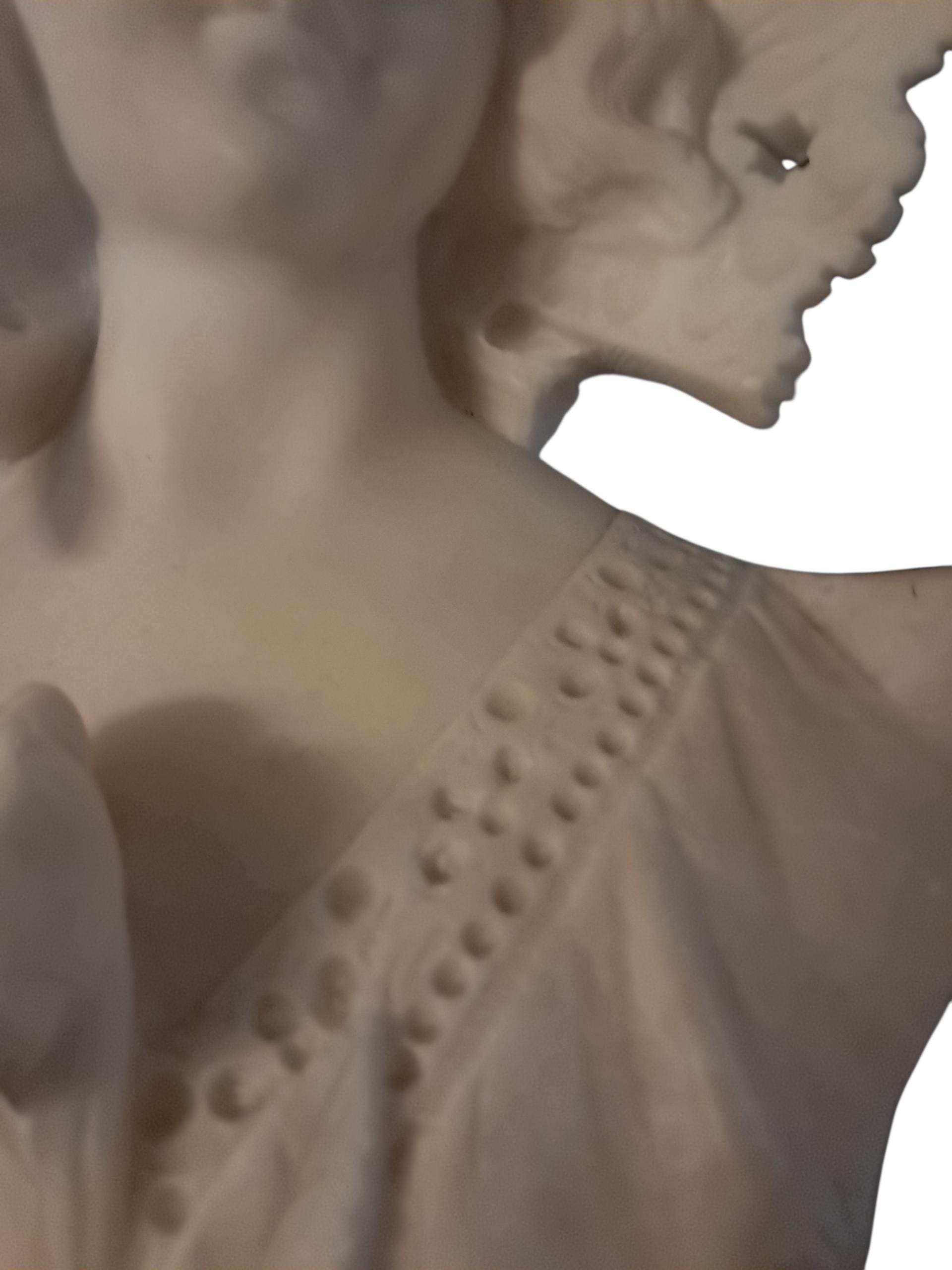 Art Nouveau Alabaster Woman Bust with Lace Hat (16 inch)