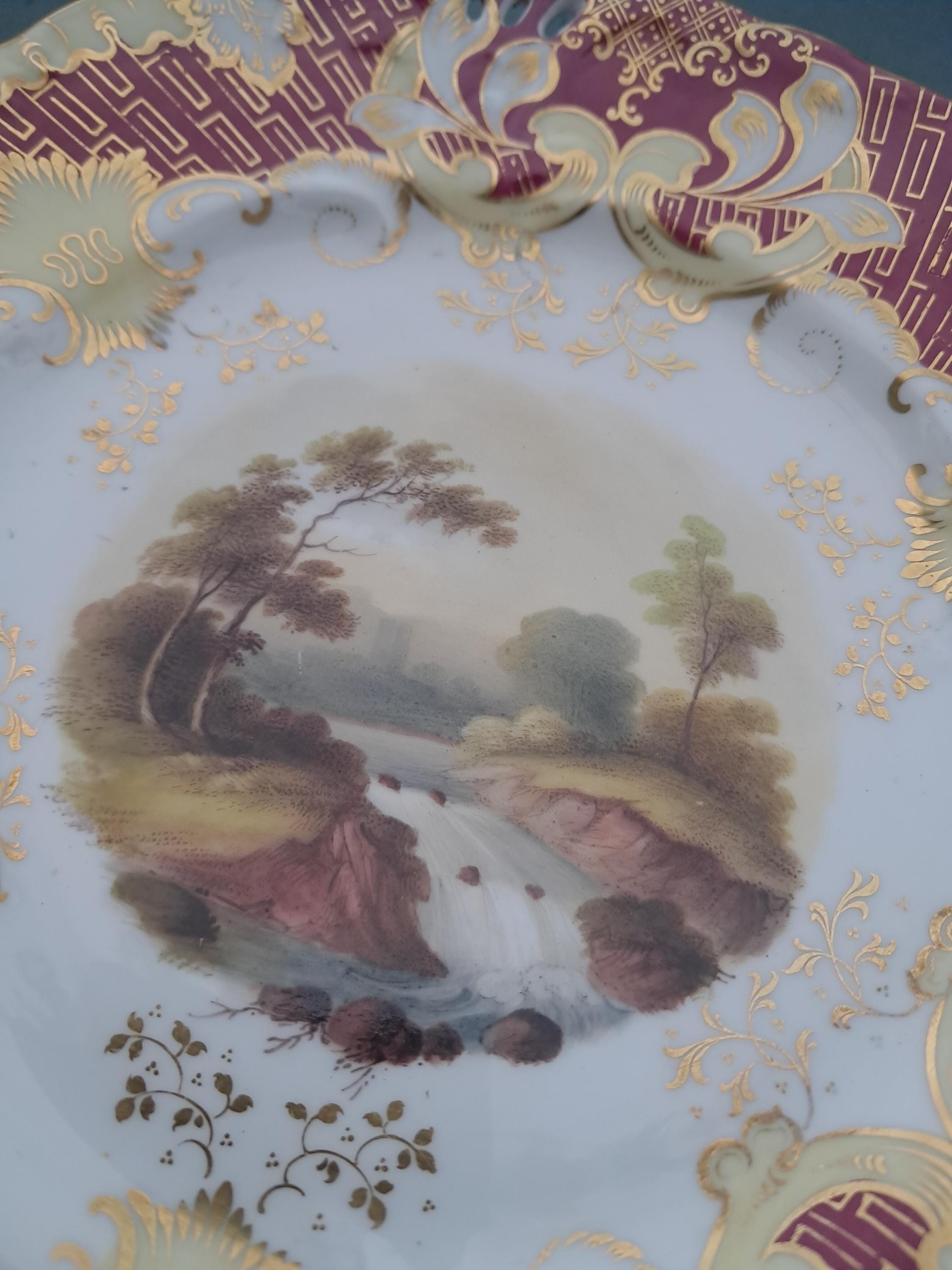 Antique Samuel Alcock Plates: English Hand-Painted Pair, 1830s